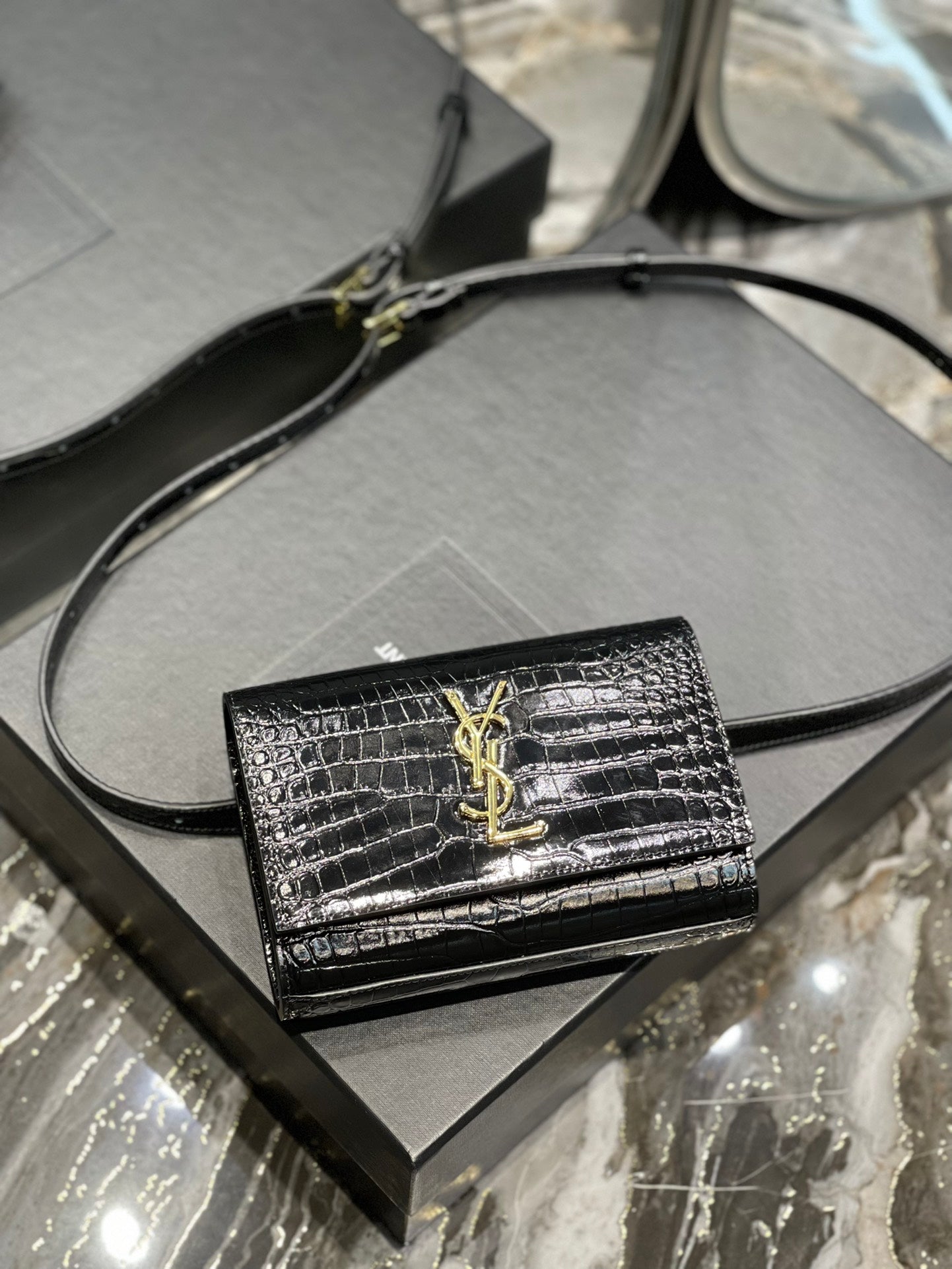 Yves Saint Laurent Kate Belt Bag Light Black, Women&#;s Bags 7in/