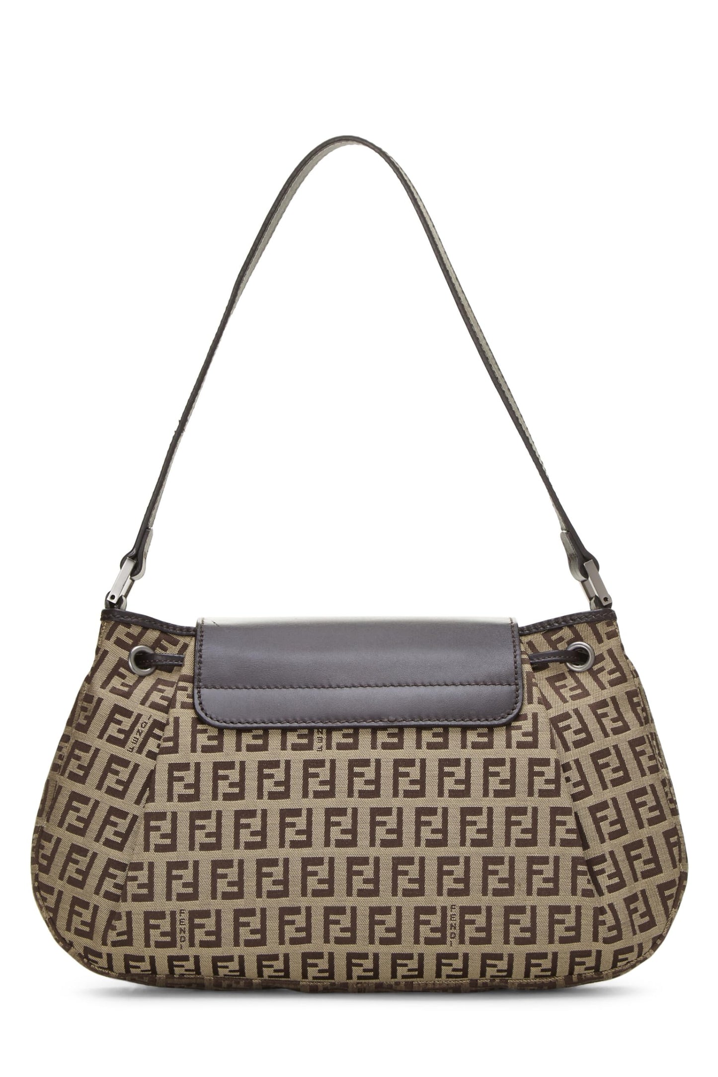 Fendi, Brown Zucchino Canvas Shoulder Bag, Brown