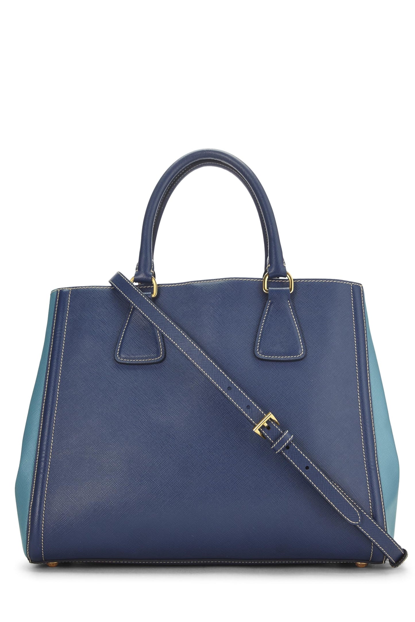 Prada, Blue Bi-Color Saffiano Tote, Blue