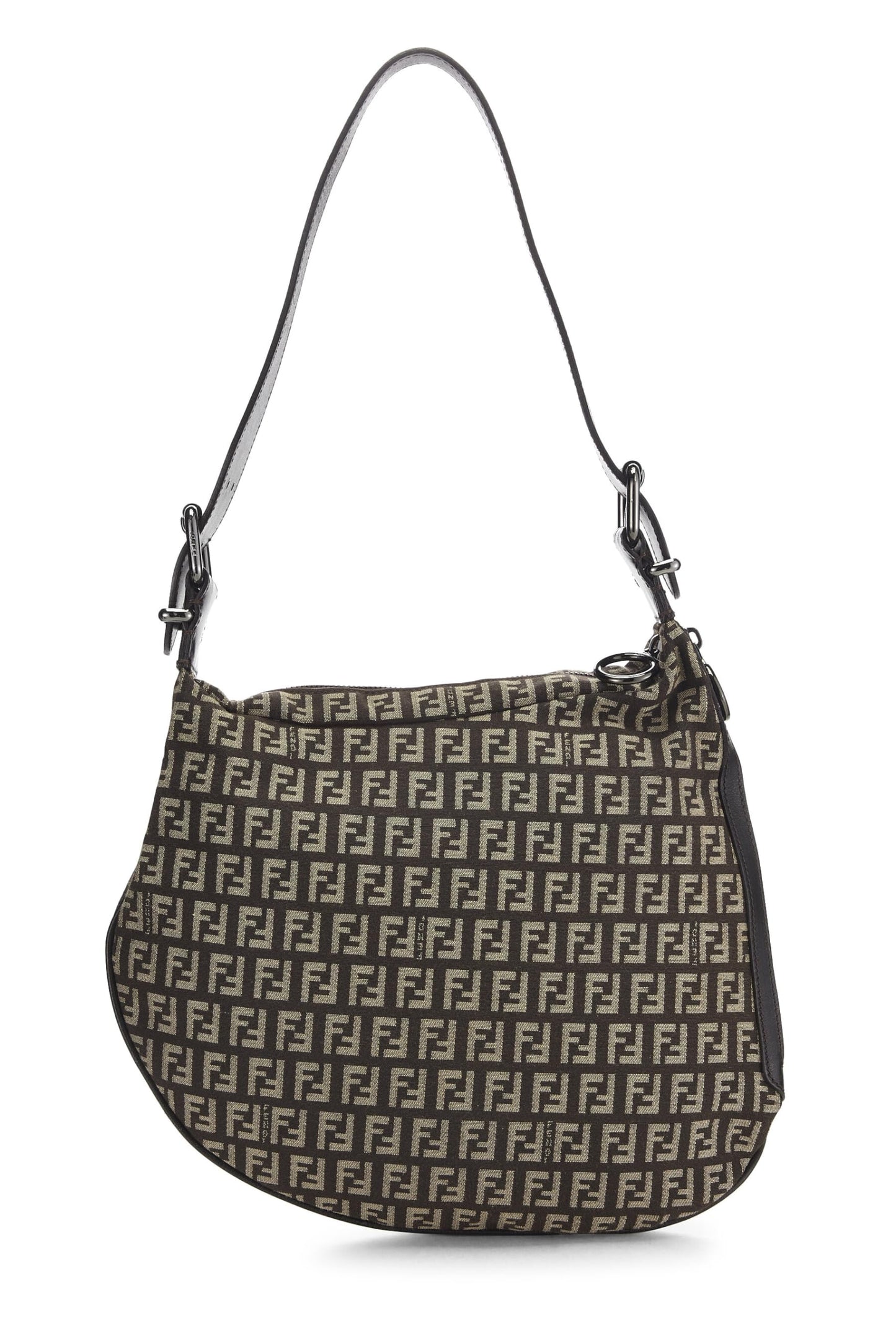 Fendi, Brown Zucchino Canvas Oyster Bag, Brown