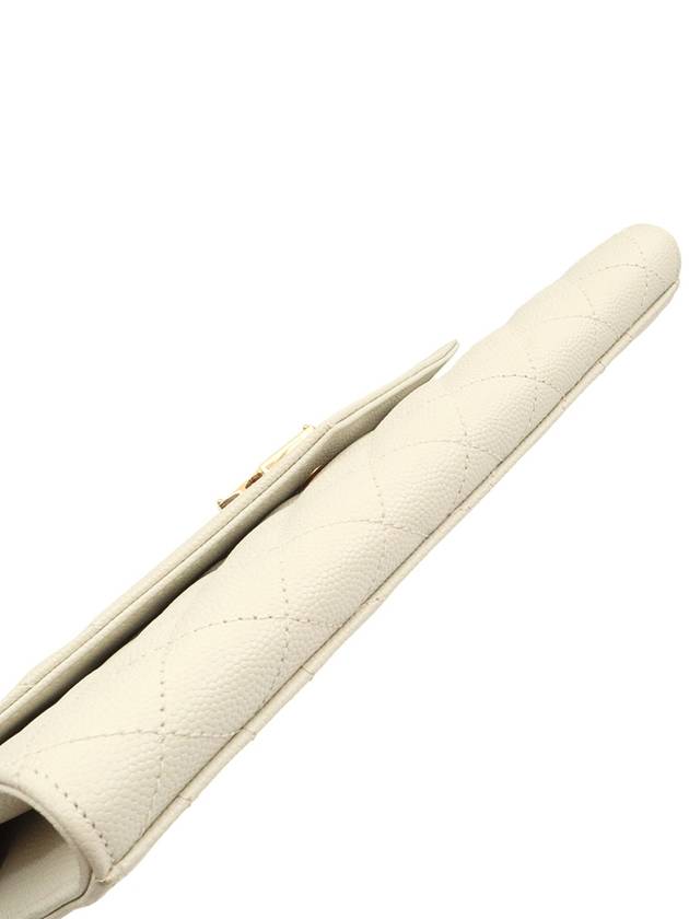 Luxury Saint Laurent Trending 2026 Blanc Vintage White Grande Poudre Embossed Gold Monogram Envelope Strap Clutch