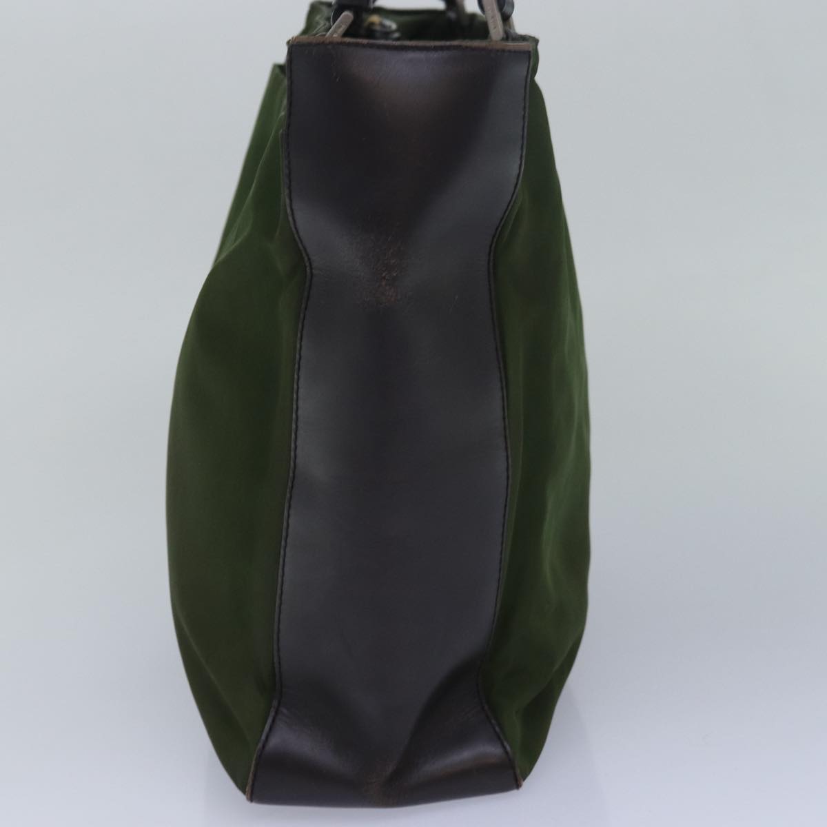 PRADA Shoulder Bag Nylon Leather Khaki Brown Auth