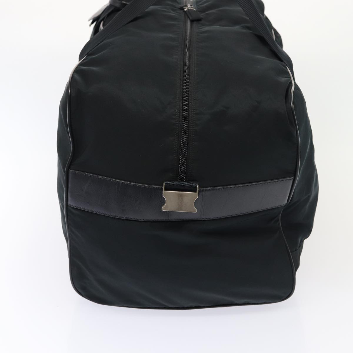PRADA Boston Bag Nylon Black Silver Auth