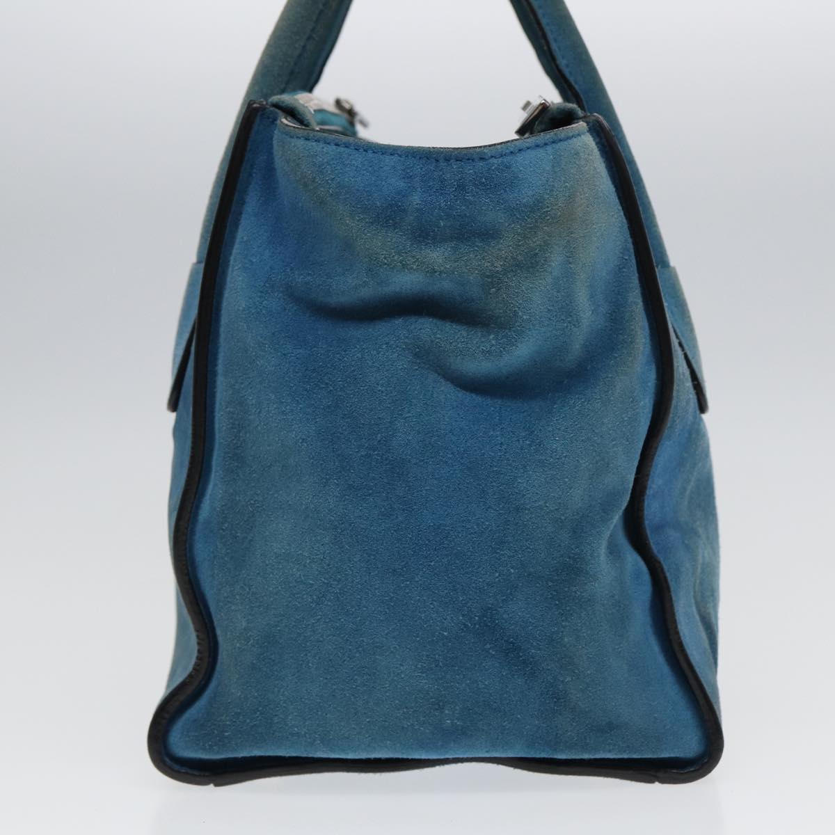 PRADA Hand Bag Suede 2way Blue Auth