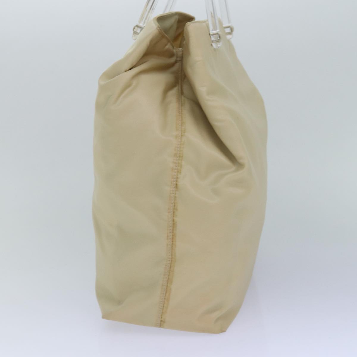PRADA Hand Bag Nylon Silver Cream Auth