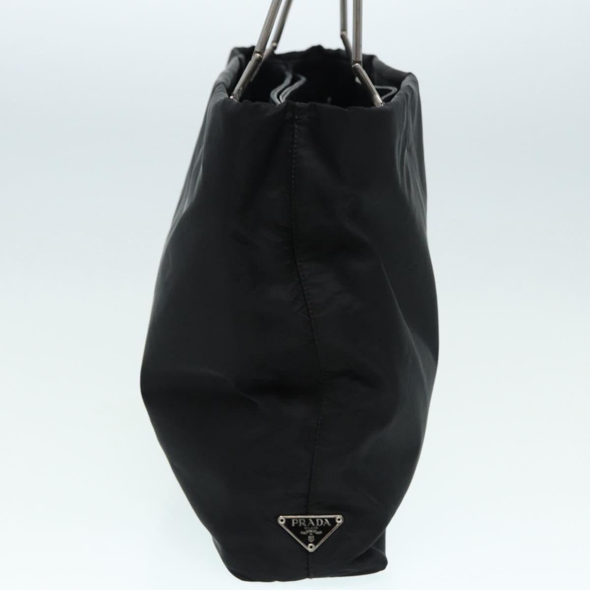 PRADA Tote Bag Nylon Black Silver Auth
