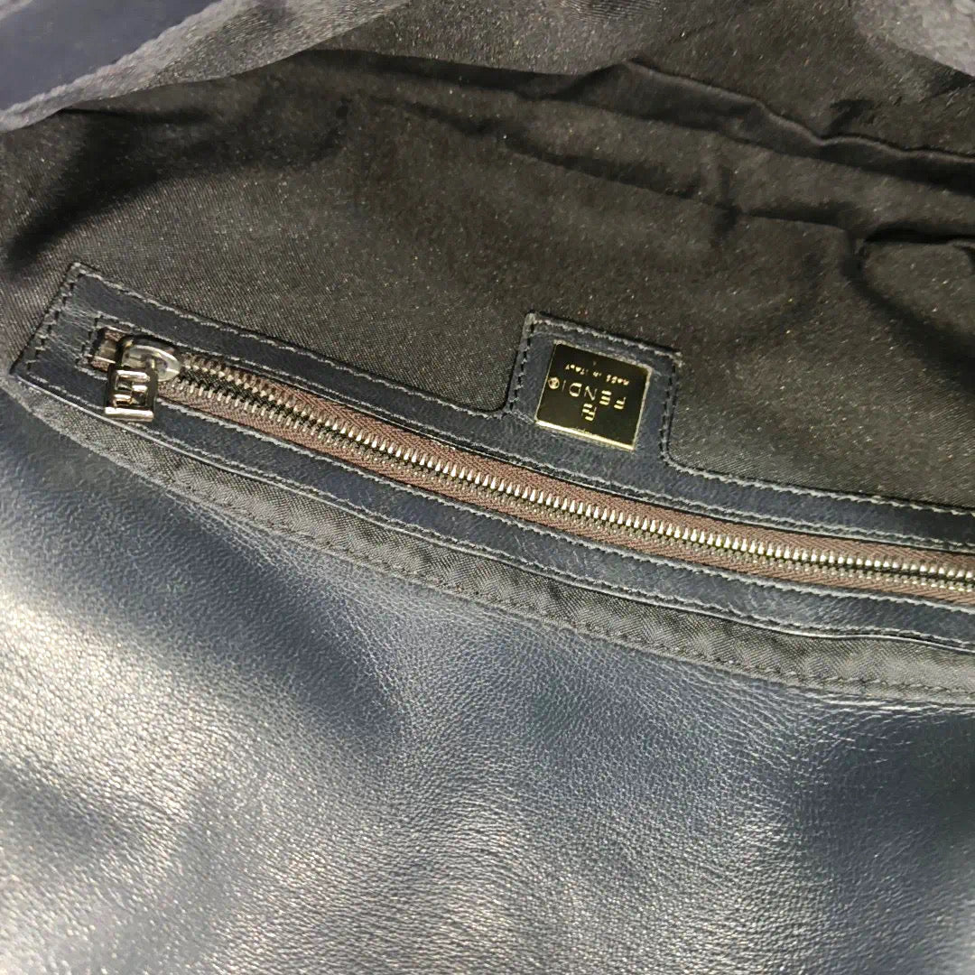 FENDI Baguette Black Lambskin Leather Shoulder Bag Silver Hardware