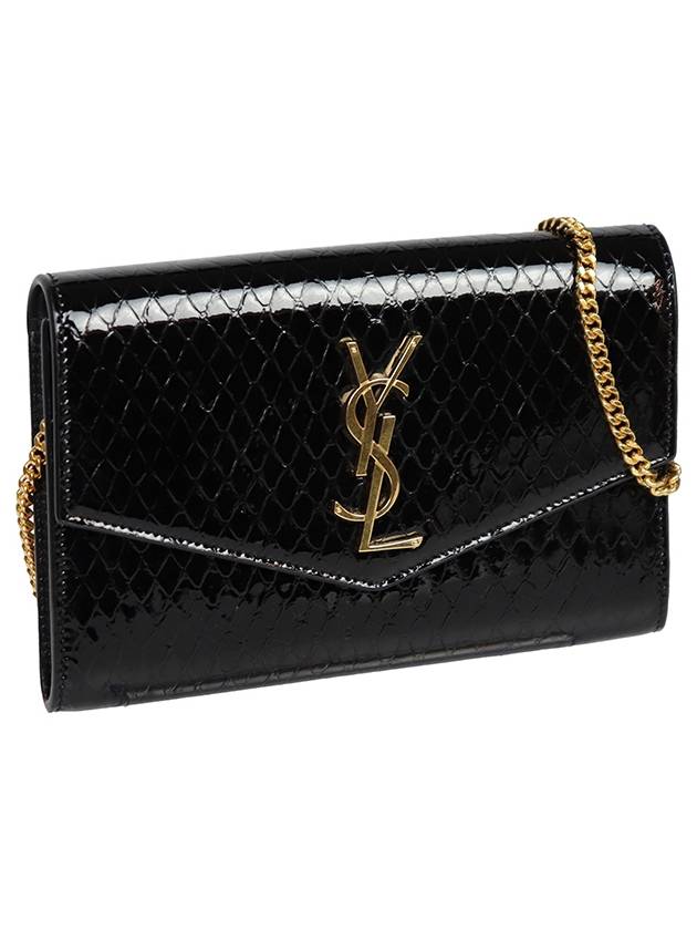 Luxury Saint Laurent Trending 2026 Envelope Mini Chain Wallet Black