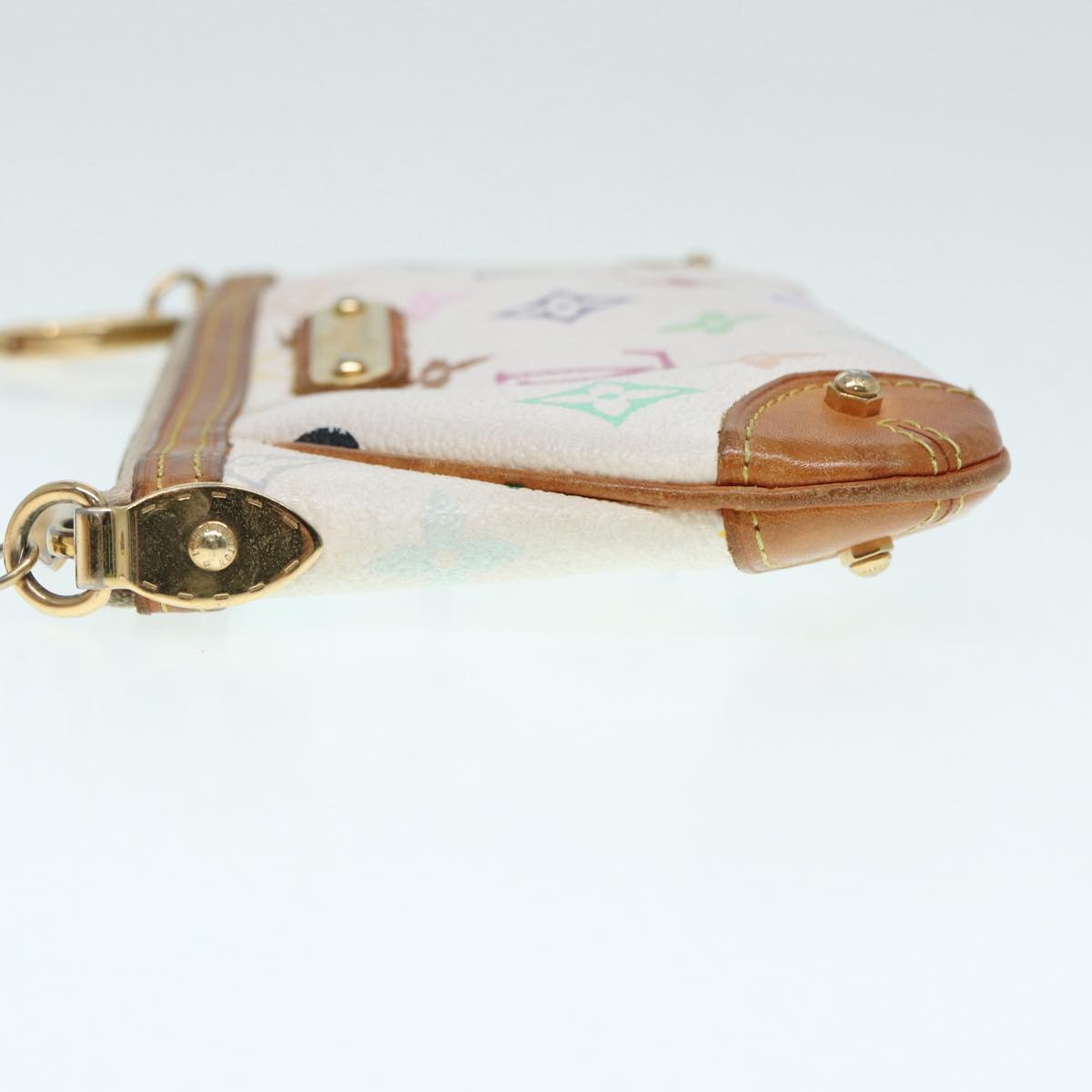 LOUIS VUITTON Multicolor Pochette Mira MM Pouch White LV Auth Clutch