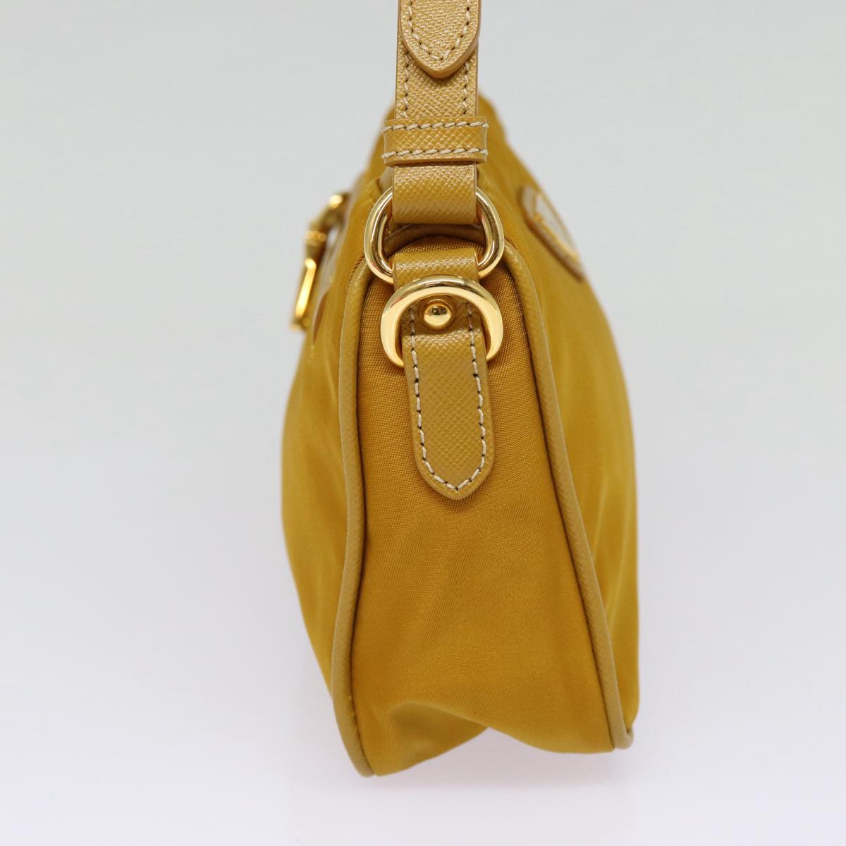 PRADA Hand Bag Nylon Yellow Gold Auth