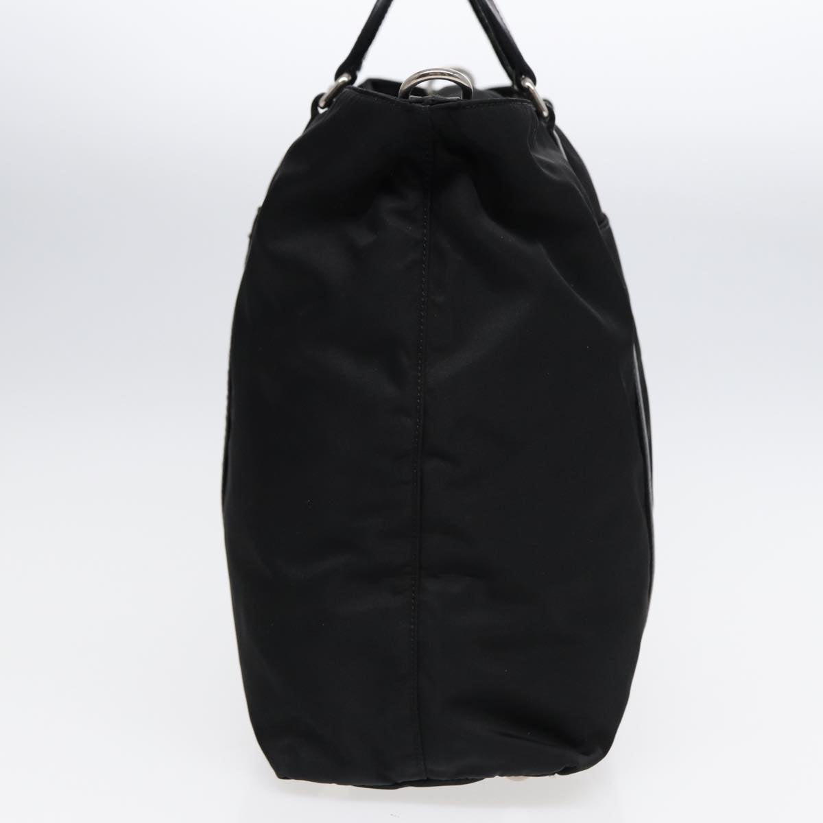 PRADA Hand Bag Nylon 2way Black Silver Auth