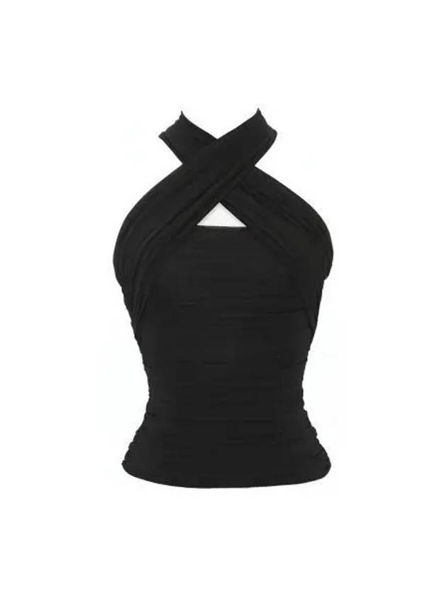 Luxury Saint Laurent Trending 2026 Wrinkle Jersey Sleeveless Black
