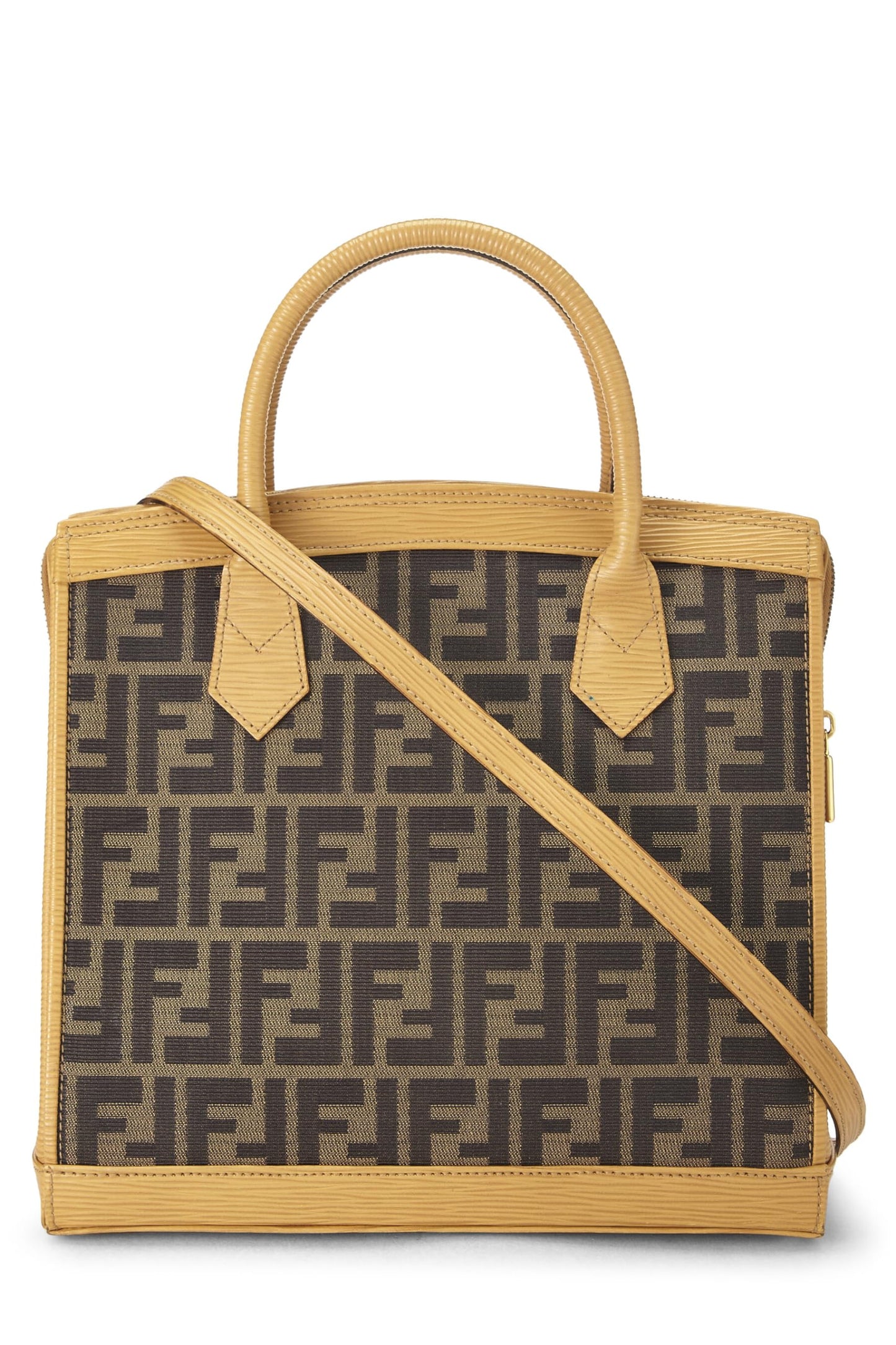 Fendi, Yellow Zucca Convertible Handbag Small, Yellow