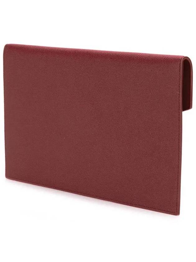 Luxury Saint Laurent Trending 2025 Uptown Grain de Poudre Embossed Leather Clutch Bag Red