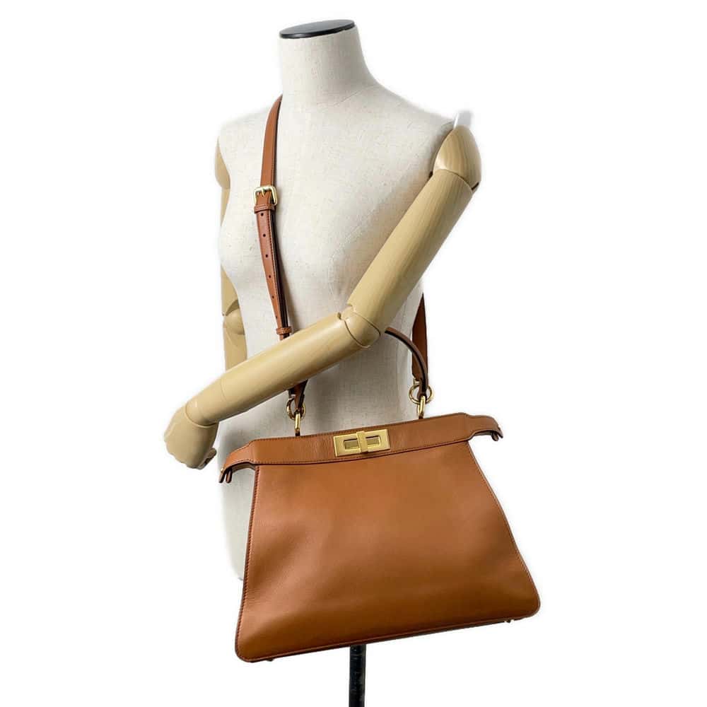 FENDI I see you Peekaboo Brown 8BN321 Leather Size Medium