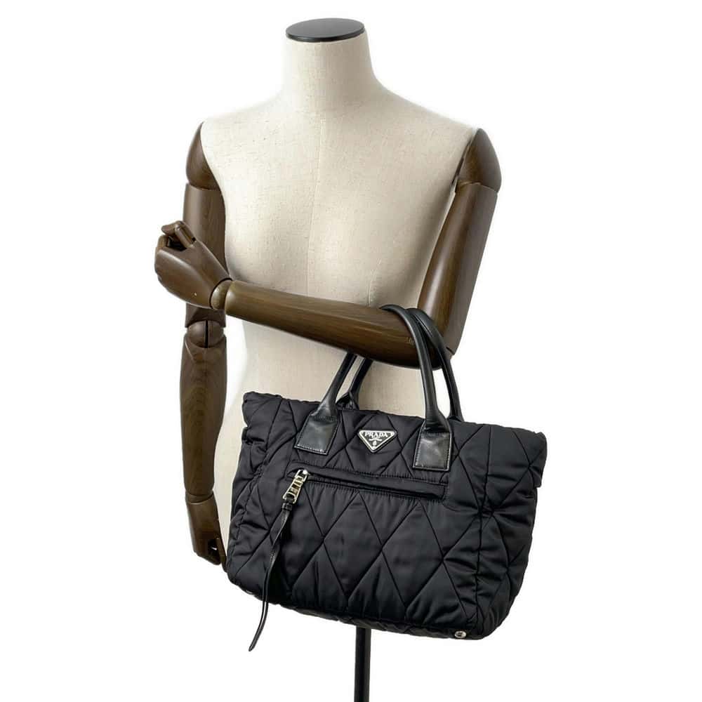 PRADA Bomber 2way Tote Bag Black Nylon