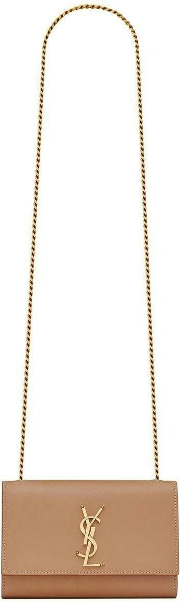 Luxury Saint Laurent Trending 2026 Women's Kate Logo Plaque Shoulder Bag in Vintage Brown Gold | 469390BWR6W2725