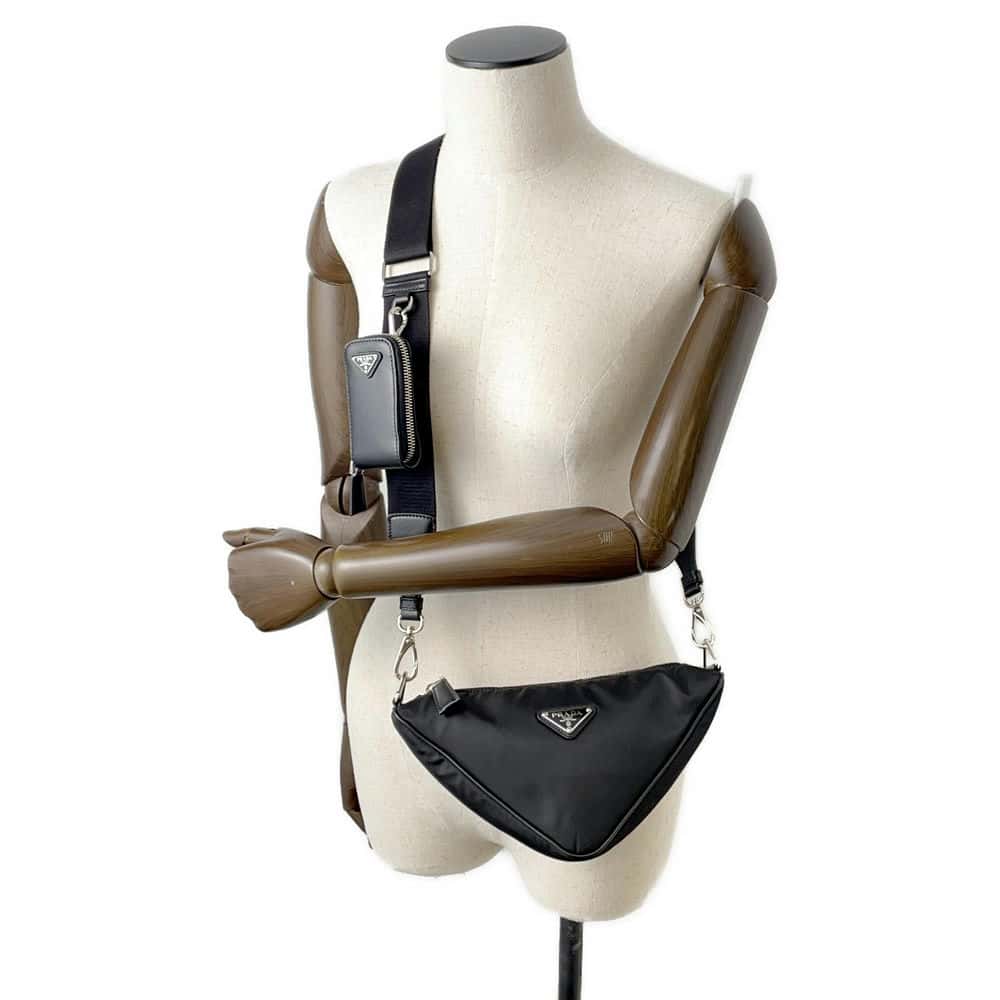 PRADA Triangle Shoulder Bag Black Nylon