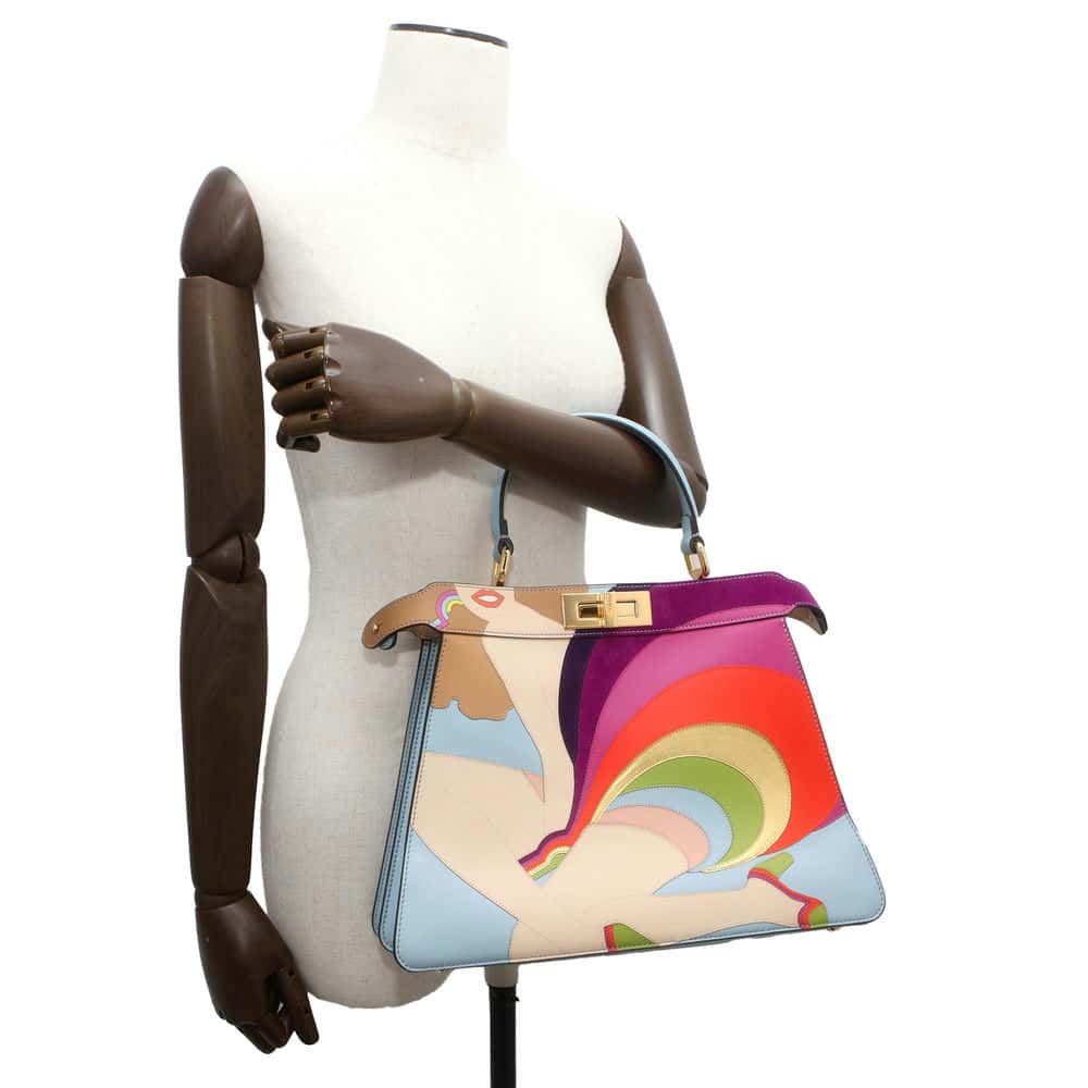 FENDI Peekaboo I See You Antonio Lopez Multicolor 8BN321 Leather Size Medium