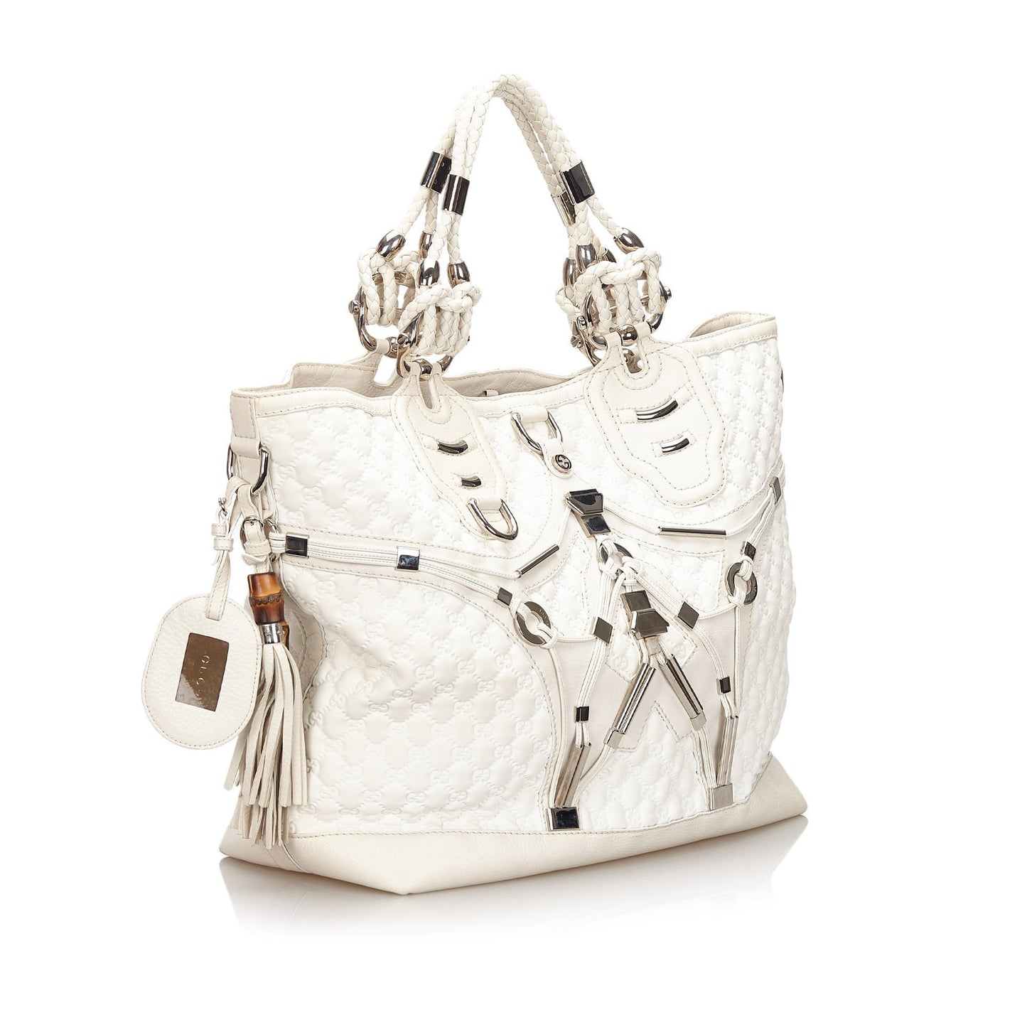 Gucci Horsebit White Leather Tote