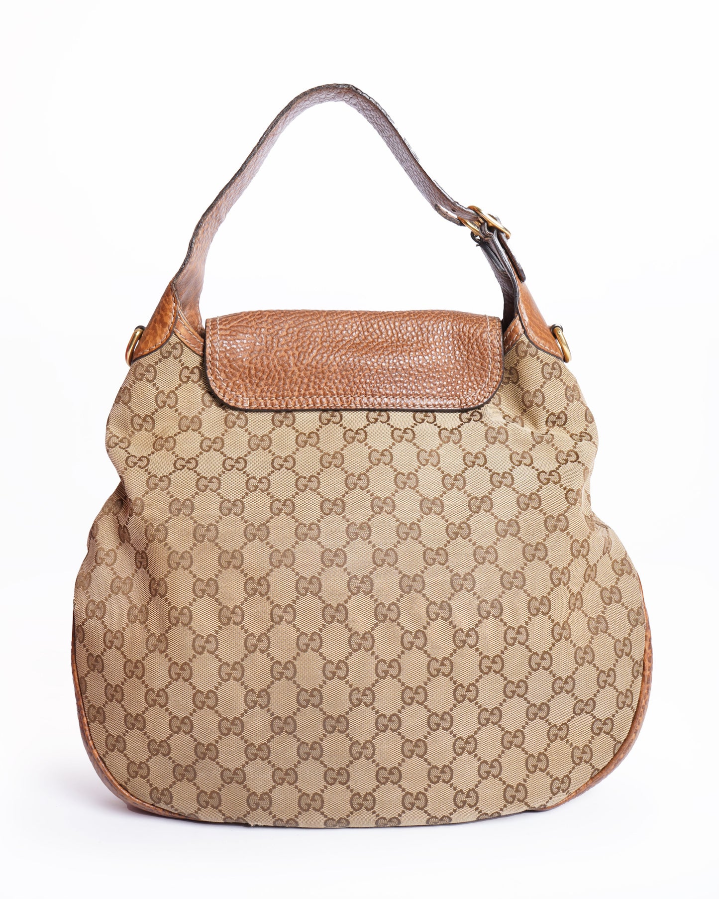 Gucci Lou Monogram Leather Canvas Shoulder Bag