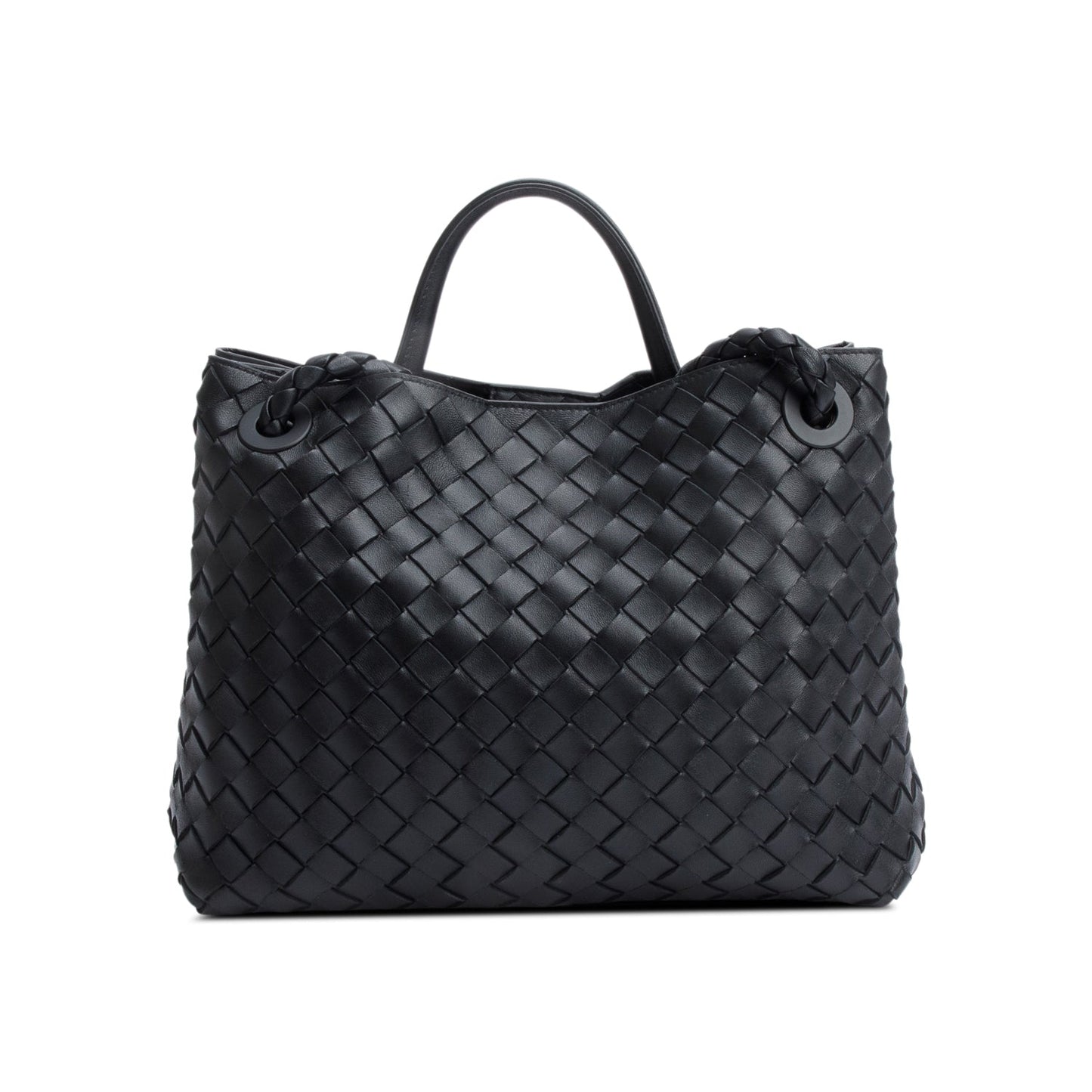 Bottega Veneta Black Intrecciato Leather Medium Andiamo Bag