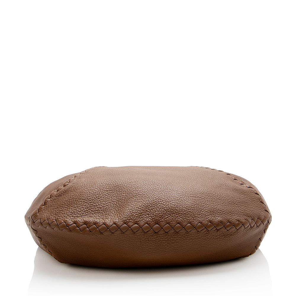 Luxury Bottega Veneta Cervo Leather Baseball Large Hobo (SHF-21575)