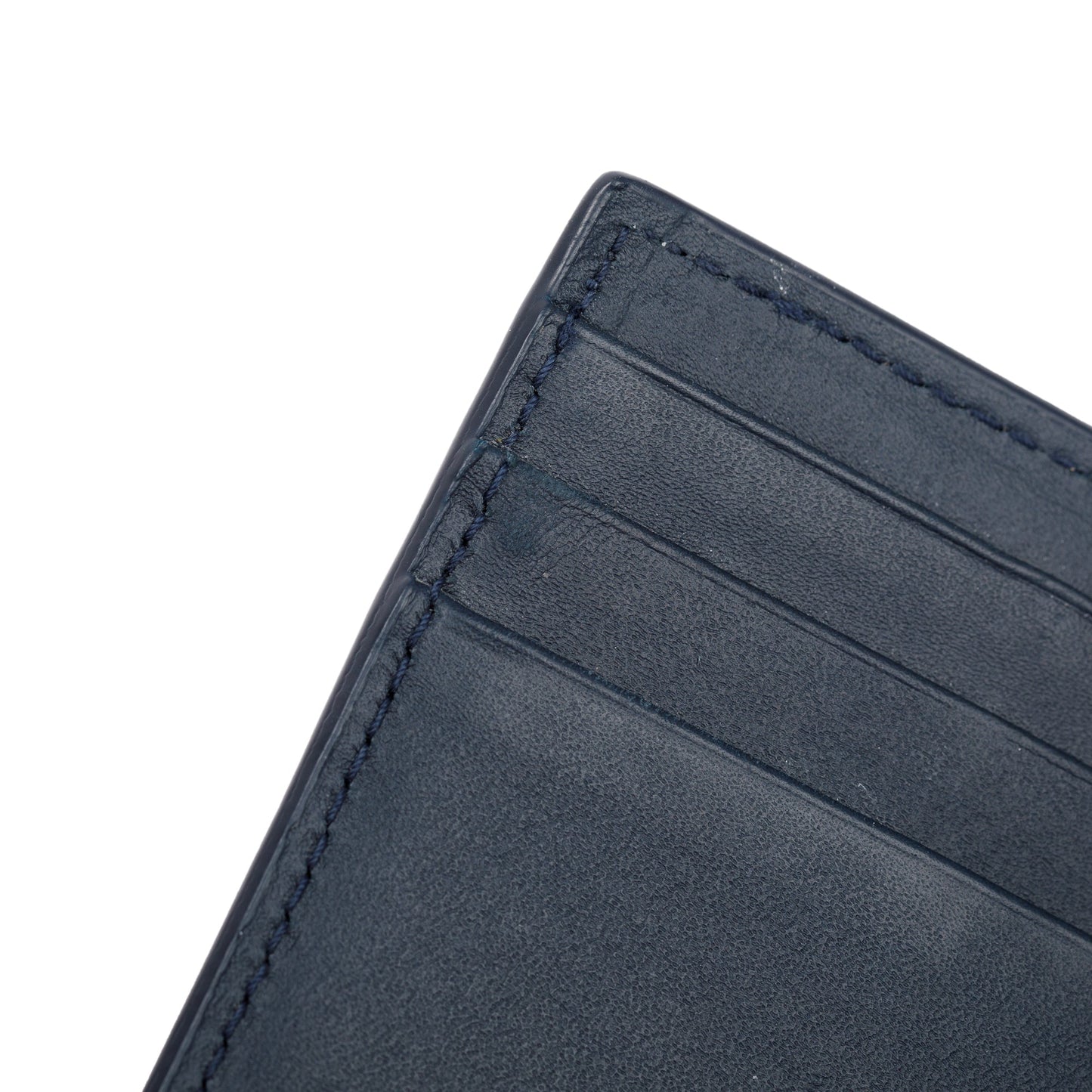 Bottega Veneta Navy Intrecciato Leather Flap Card Case