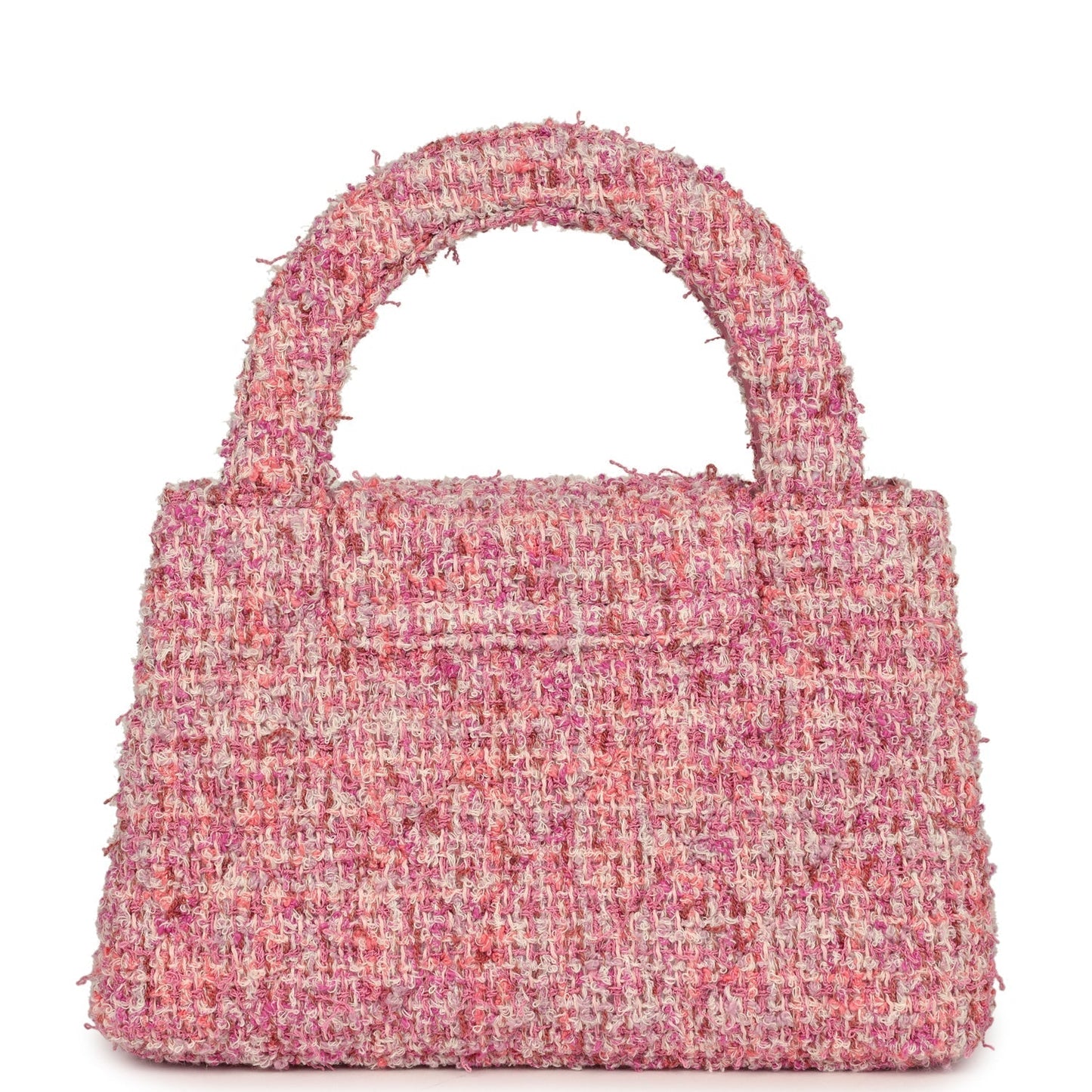 Chanel Small Kelly Shopper Pink Tweed Brushed Gold Hardware Handbag