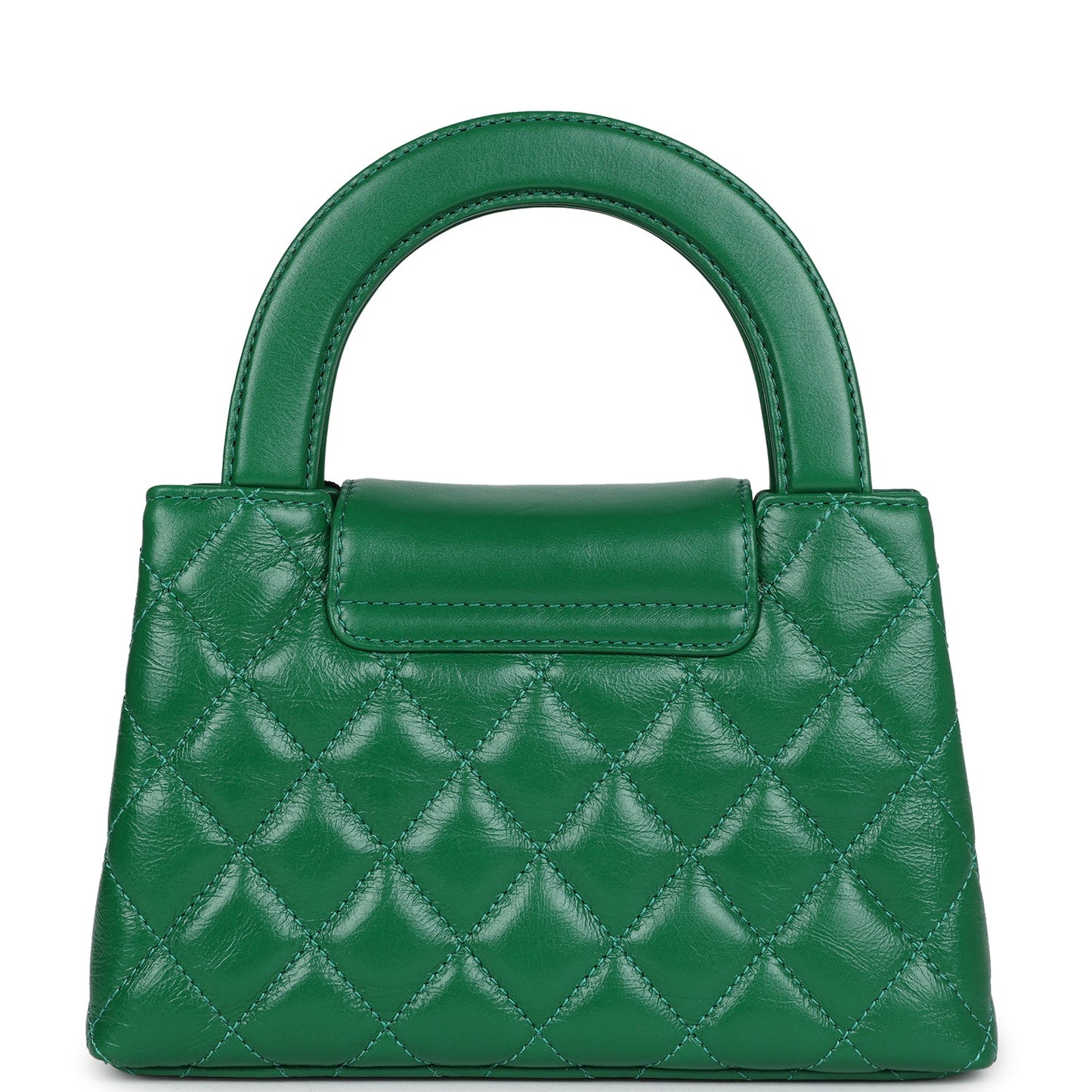 Chanel Small Kelly Shopper Dark Green Shiny Aged Calfskin Brushed Gold Hardware Handbag