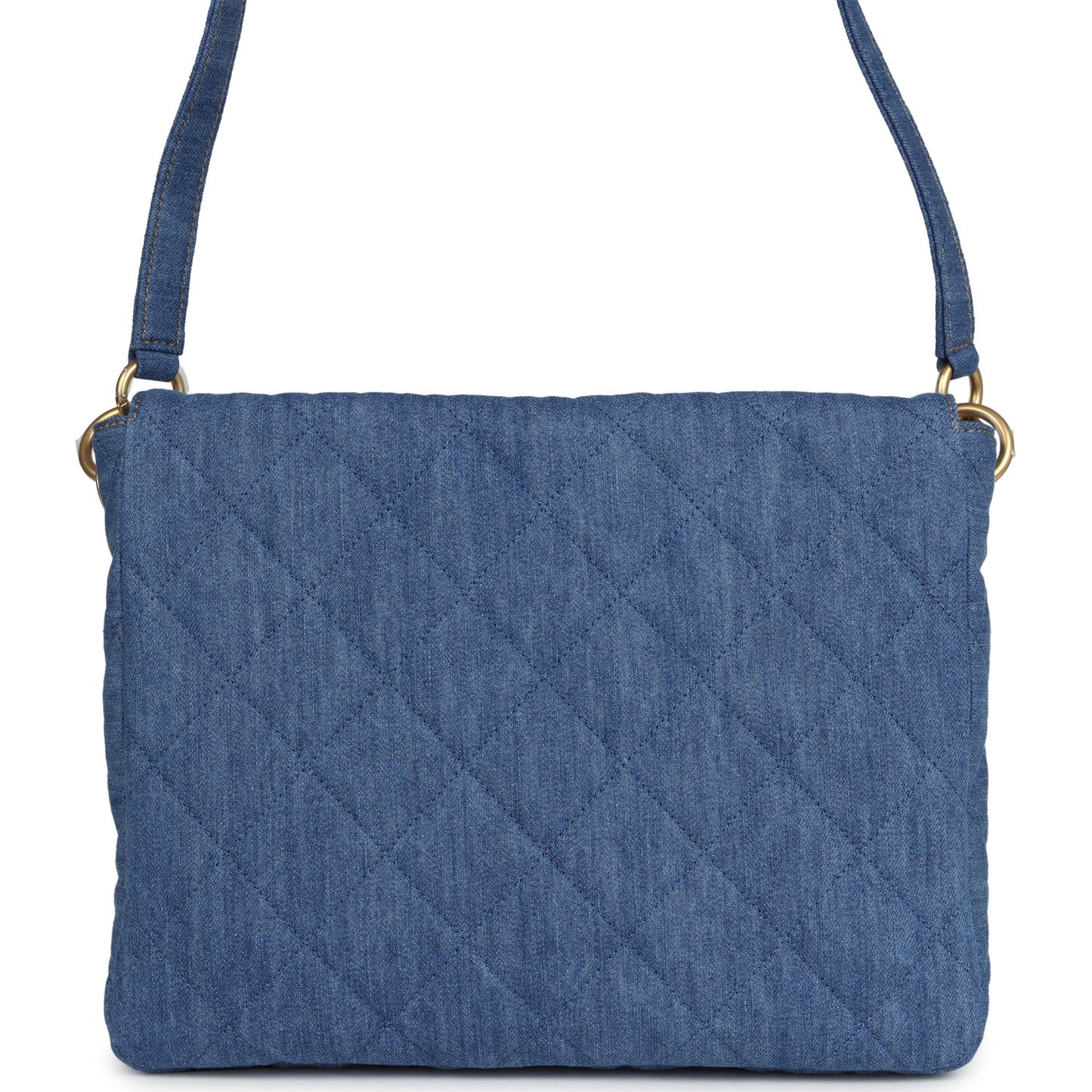 Chanel Large Supple Twins Hobo Bag Blue Brushed Gold Hardware