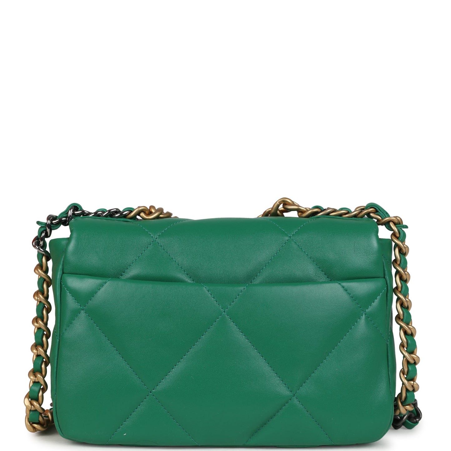 Chanel Medium 19 Flap Green Shiny Lambskin Mixed Metal Hardware Shoulder Bag