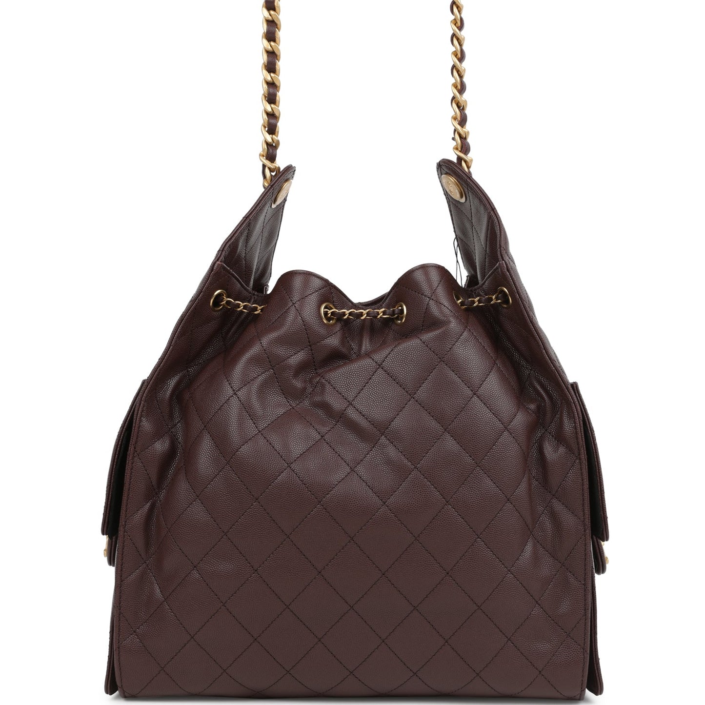 Chanel Medium 25 Hobo Bag Dark Brown Caviar Antique Gold Hardware