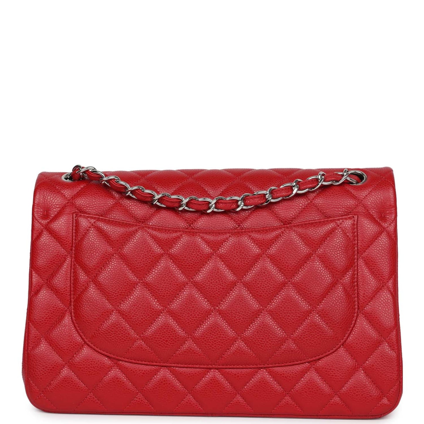 Chanel Jumbo Classic Double Flap Red Caviar Silver Hardware Shoulder Bag