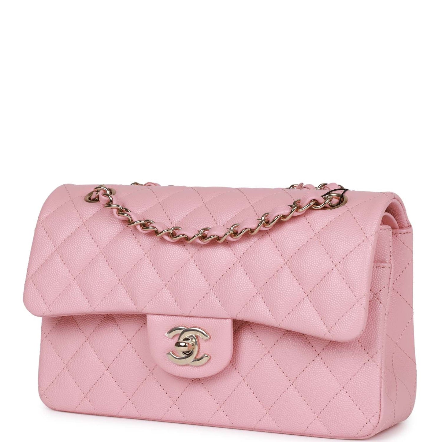 Chanel Small Classic Double Flap Bag Pink Caviar Light Gold Hardware