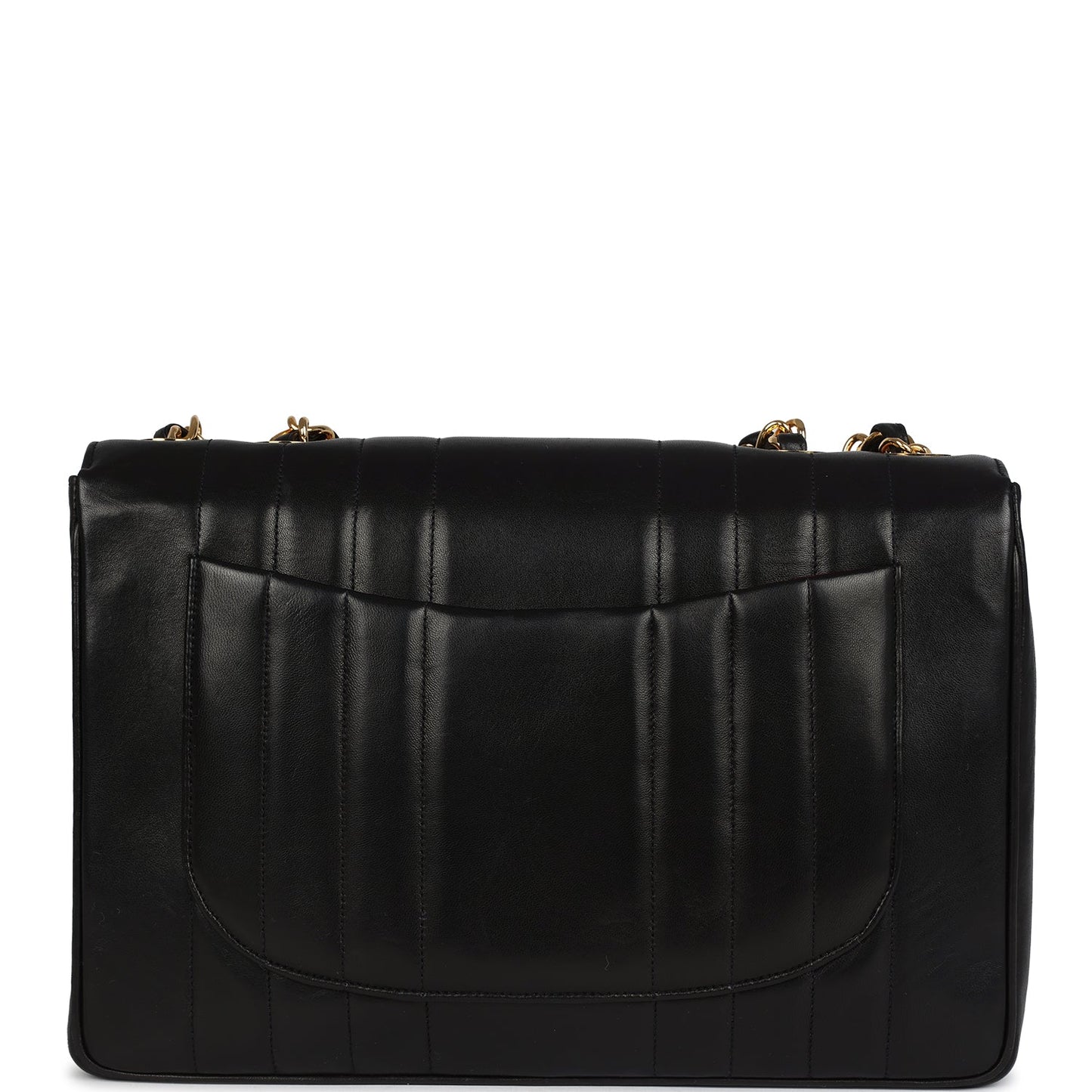 Chanel Jumbo Classic Mademoiselle Vertical Flap Black Lambskin Gold Hardware Shoulder Bag