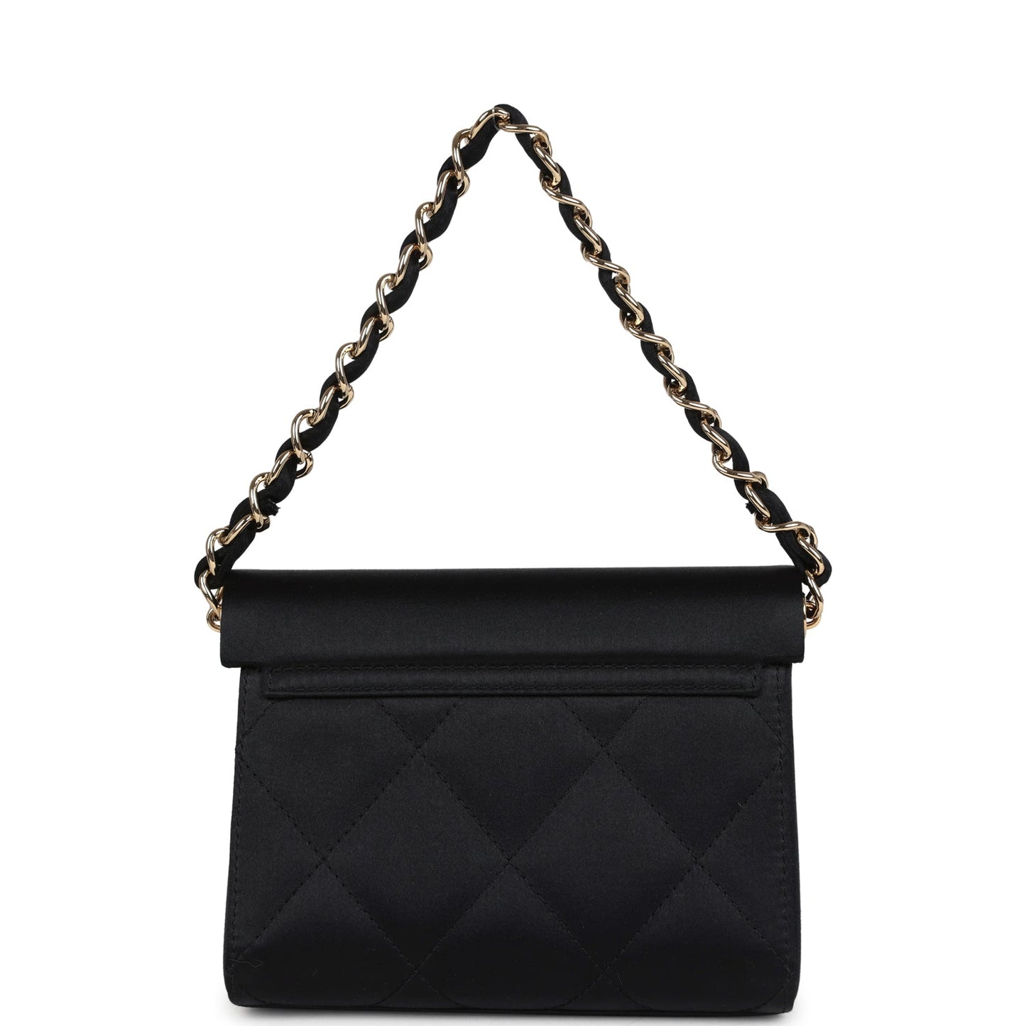 Chanel Mini Evening Handbag Bag Black Satin Gold Hardware