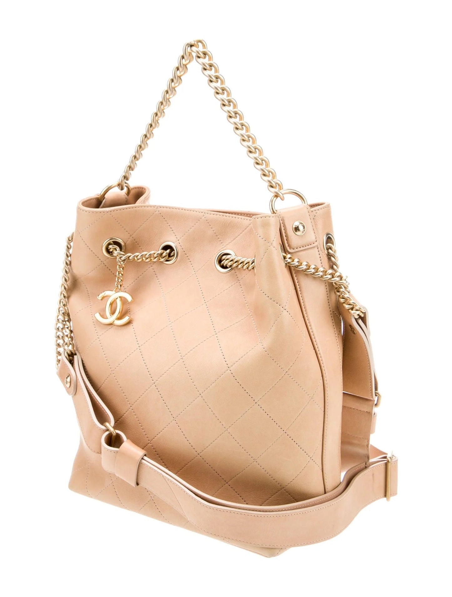 CHANEL ROME ON MY SHOULDER QUILTED CALFSKIN BUCKET BAG