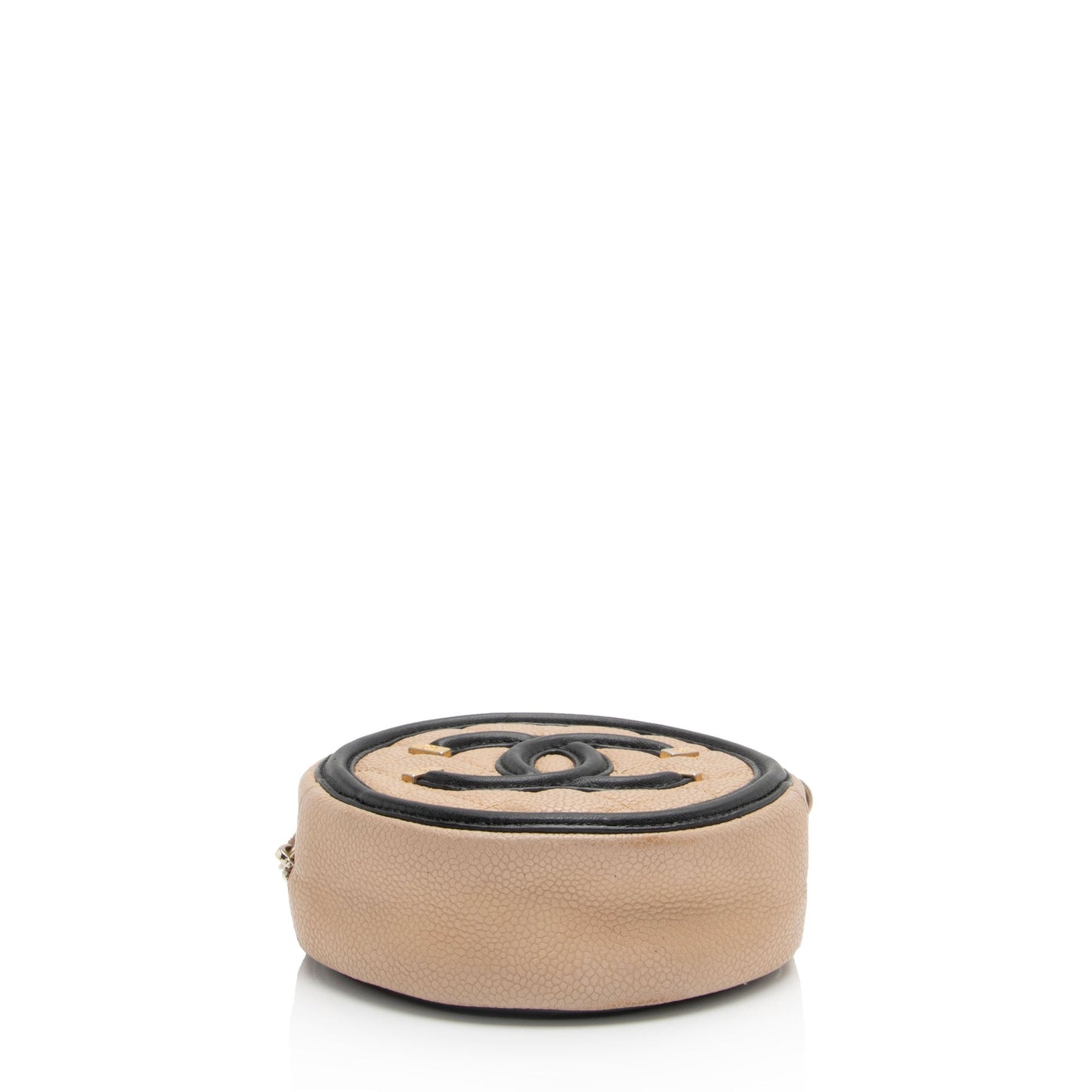Chanel Caviar Leather CC Filigree Round Clutch with Chain - FINAL SALE (SHF-eQCfuj)