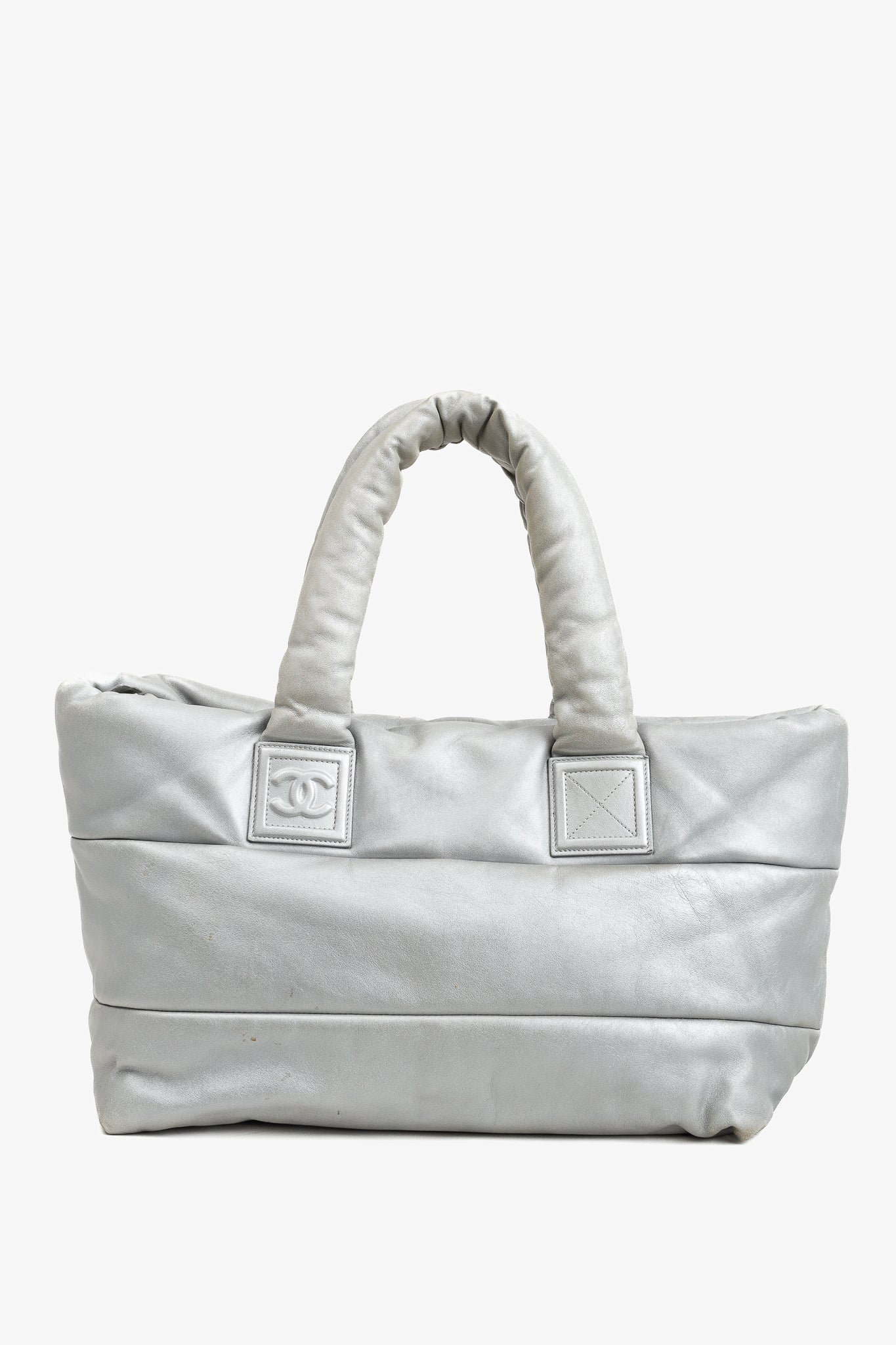 Chanel Silver & Navy Reversible Coco Cocoon Puffer Leather Large Tote Bag