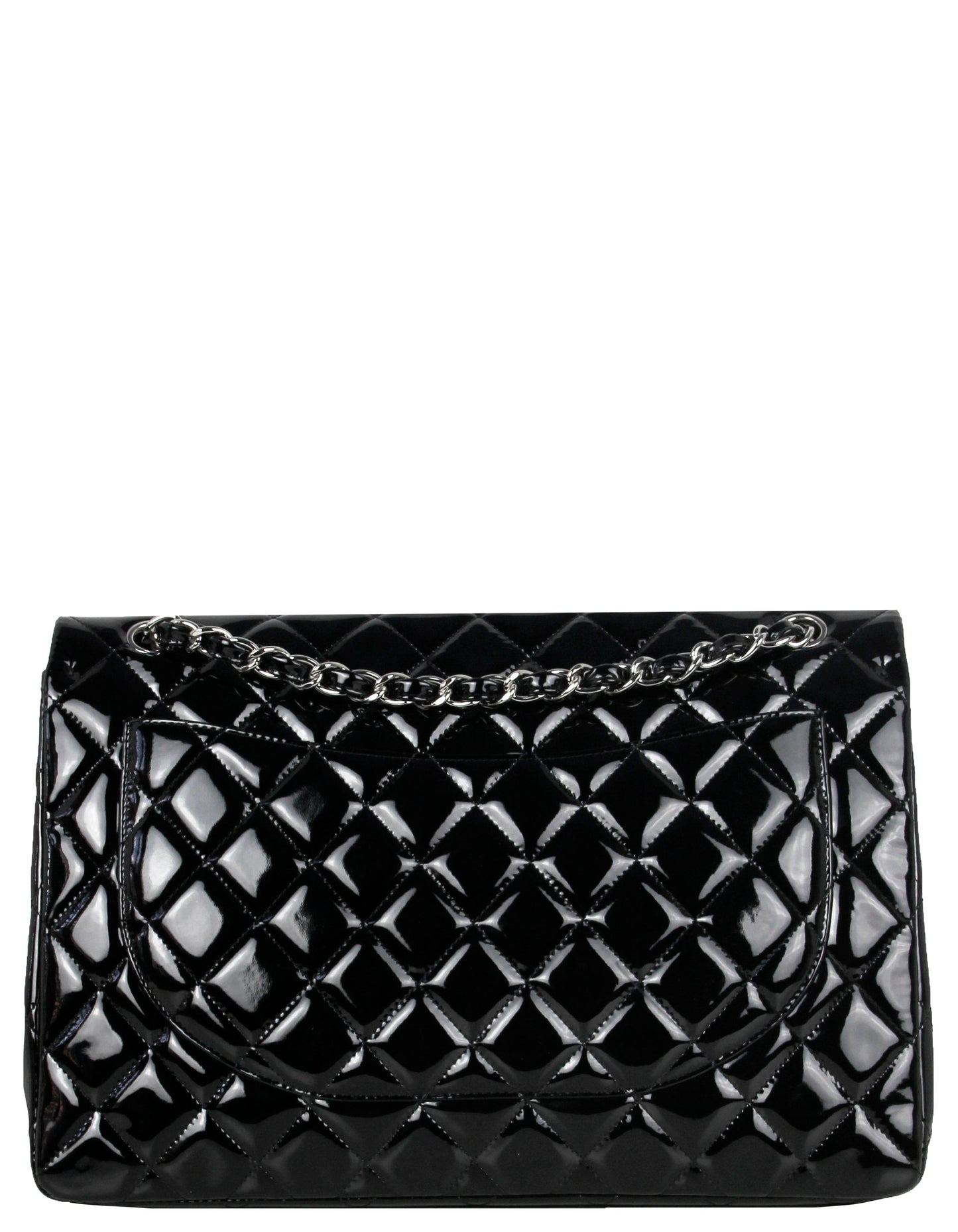 Chanel Black Patent Leather Single Flap Maxi Bag