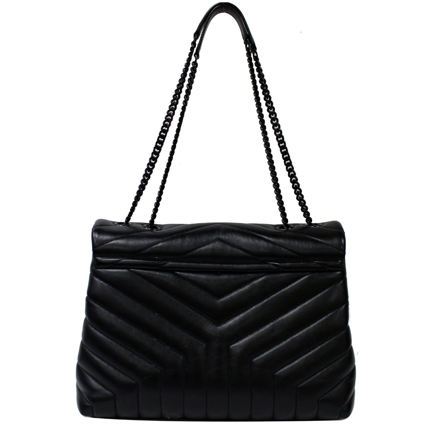 YVES SAINT LAURENT Medium Loulou Matelasse Leather Chain Shoulder Bag Black