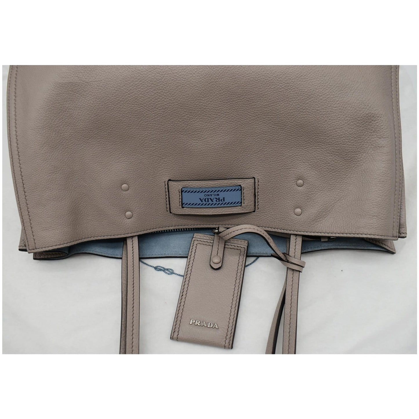 PRADA Glace Calf Leather Etiquette Tote Bag Taupe