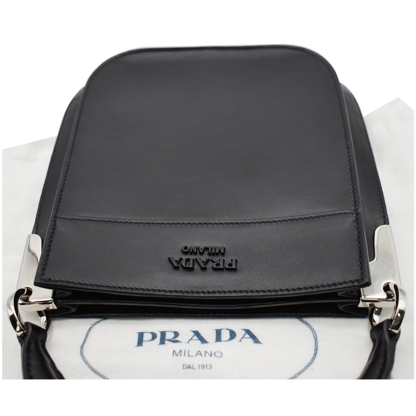 PRADA City Margit Calf Leather Satchel Bag Black