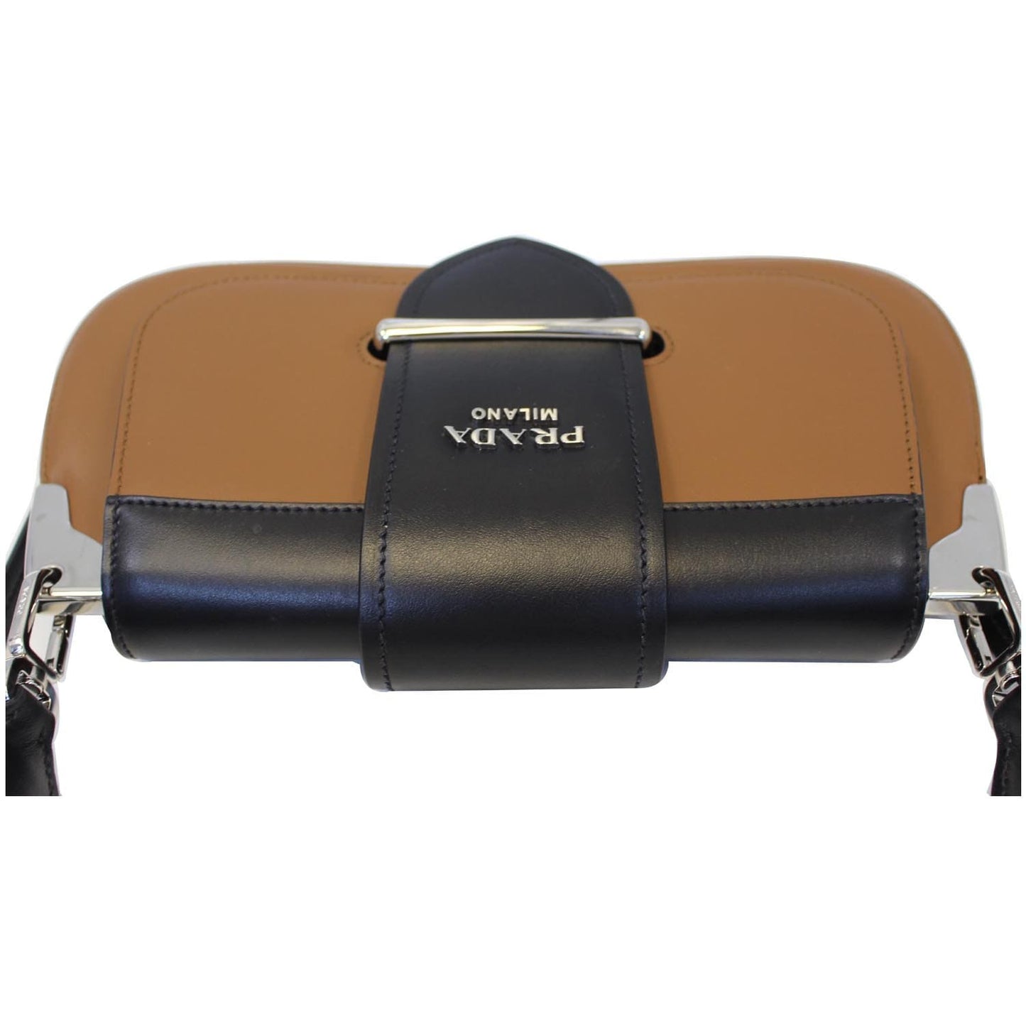 PRADA Sidonie Calf Leather Shoulder Bag Brown/Black