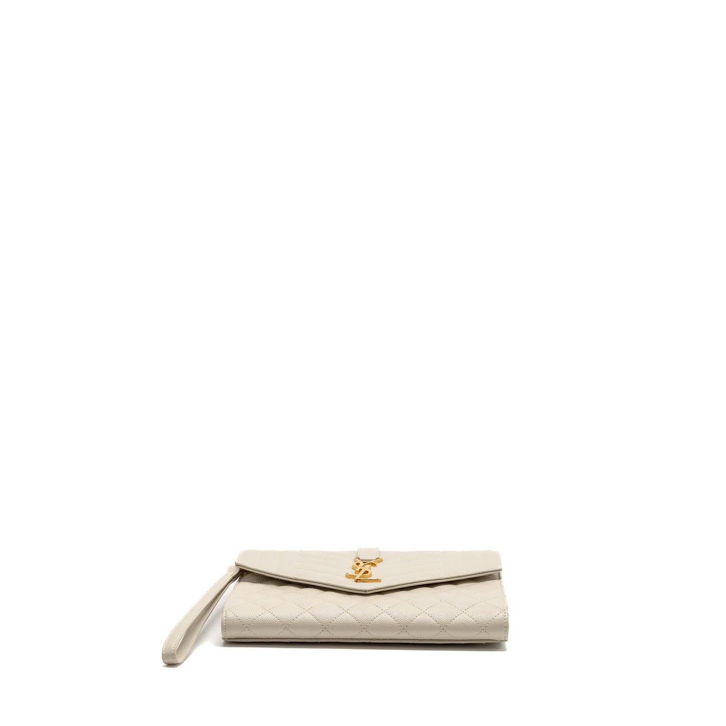 Saint Laurent envelope flap pouch grained calfskin blanc vintage