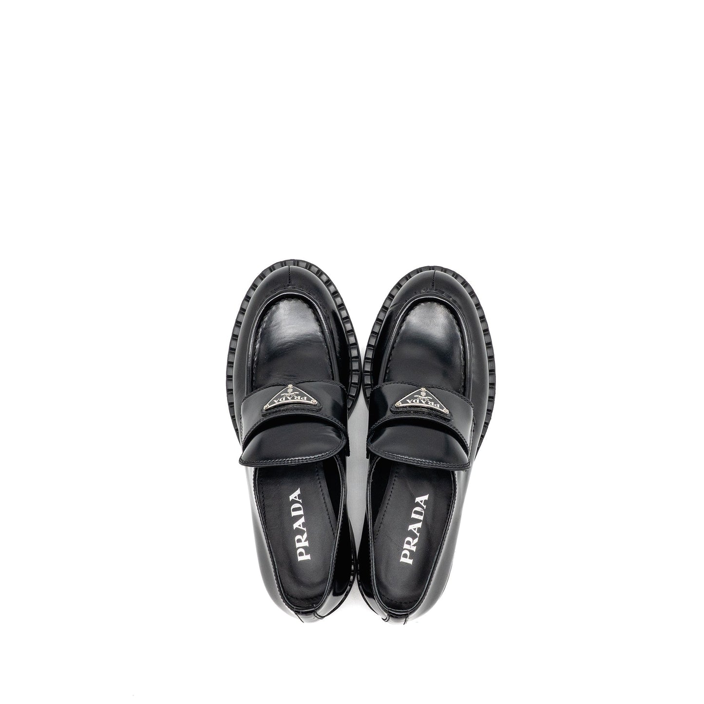 Prada Size 38 Loafers patent black