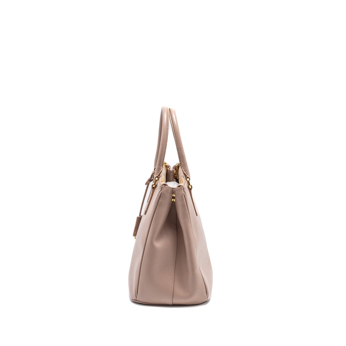 PRADA FUOCO SAFFIANO LEATHER MEDIUM DOUBLE LIGHT