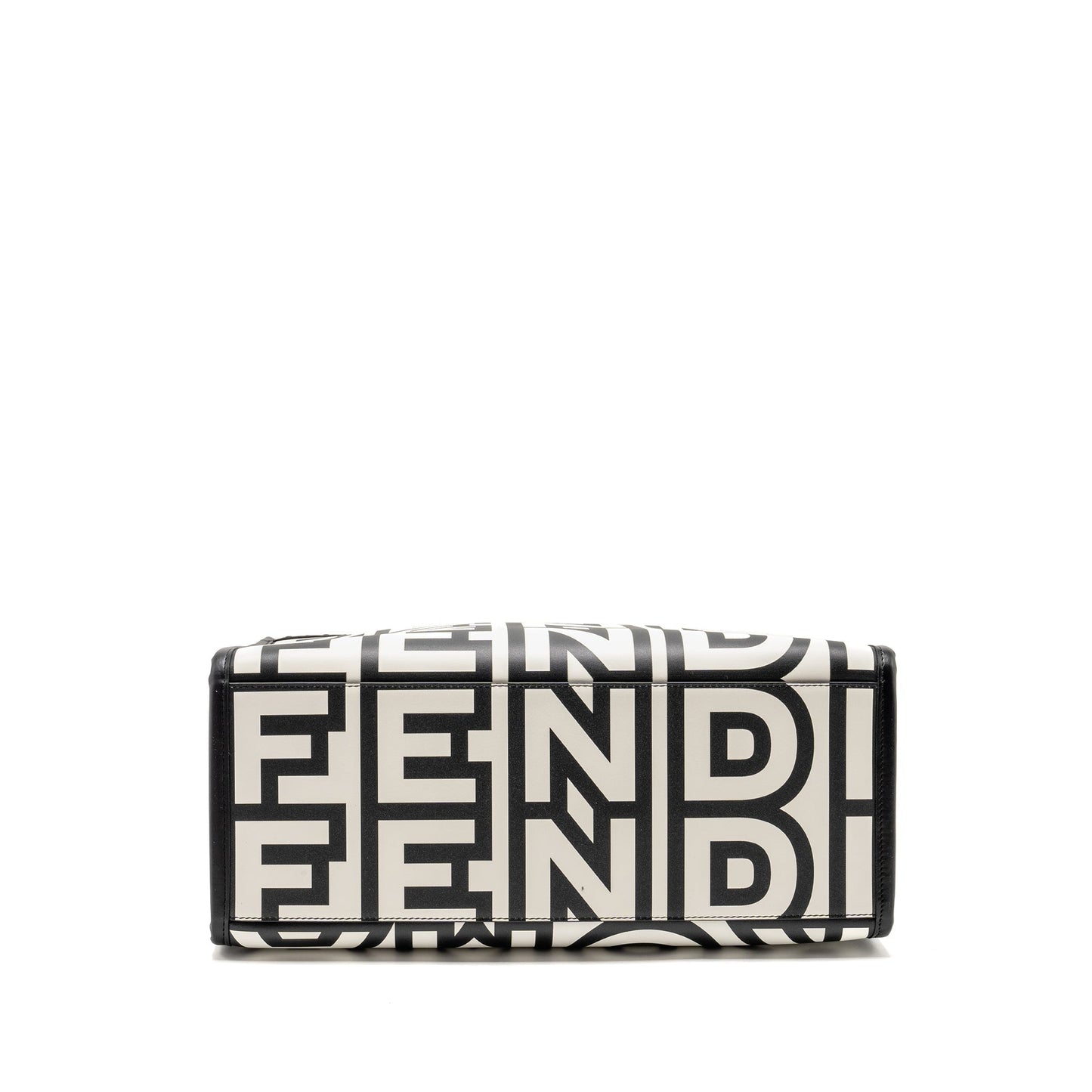 Fendi Medium Sunshine Roma Shopping Purse Calfskin Black/White