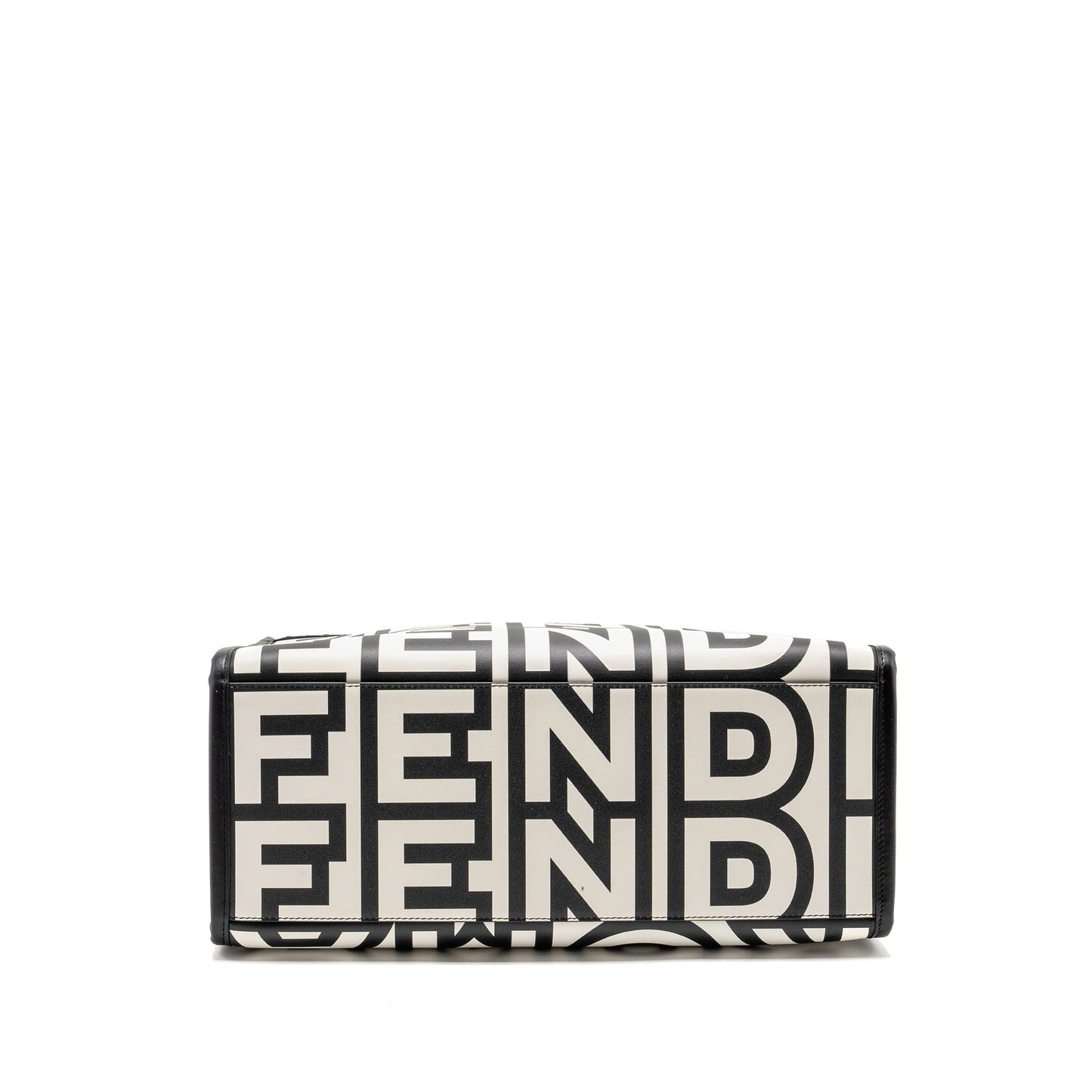 Fendi Medium Sunshine Roma Shopping Purse Calfskin Black/White